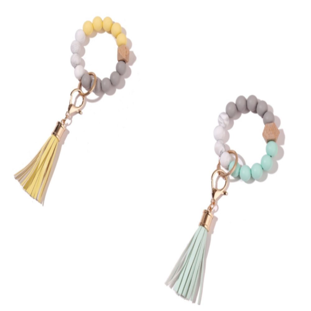 Schlüsselanhänger Schlüsselanhänger 2 Gliederarmbänder für Frauen mit Lederquaste