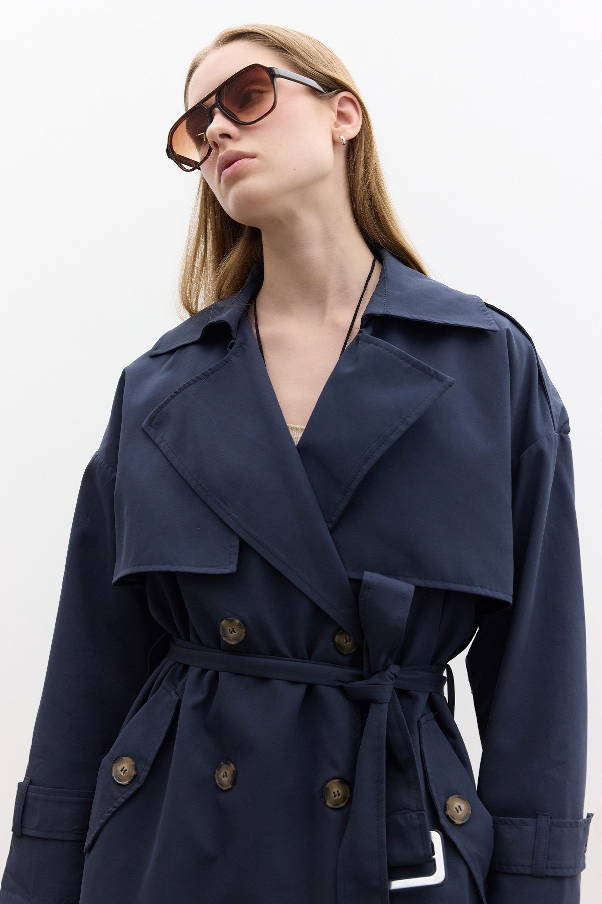 MANUKA Trenchcoat Knopftrenchcoat in Schwarz