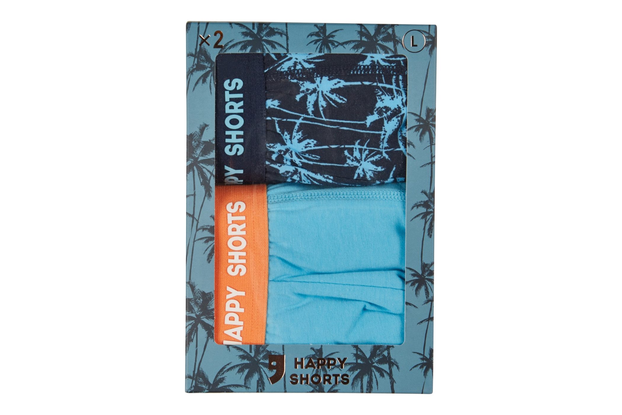 HAPPY SHORTS Trunk 2 Happy Shorts Jersey Trunk Herren Boxershorts Pant Palme Hellblau (1-St)