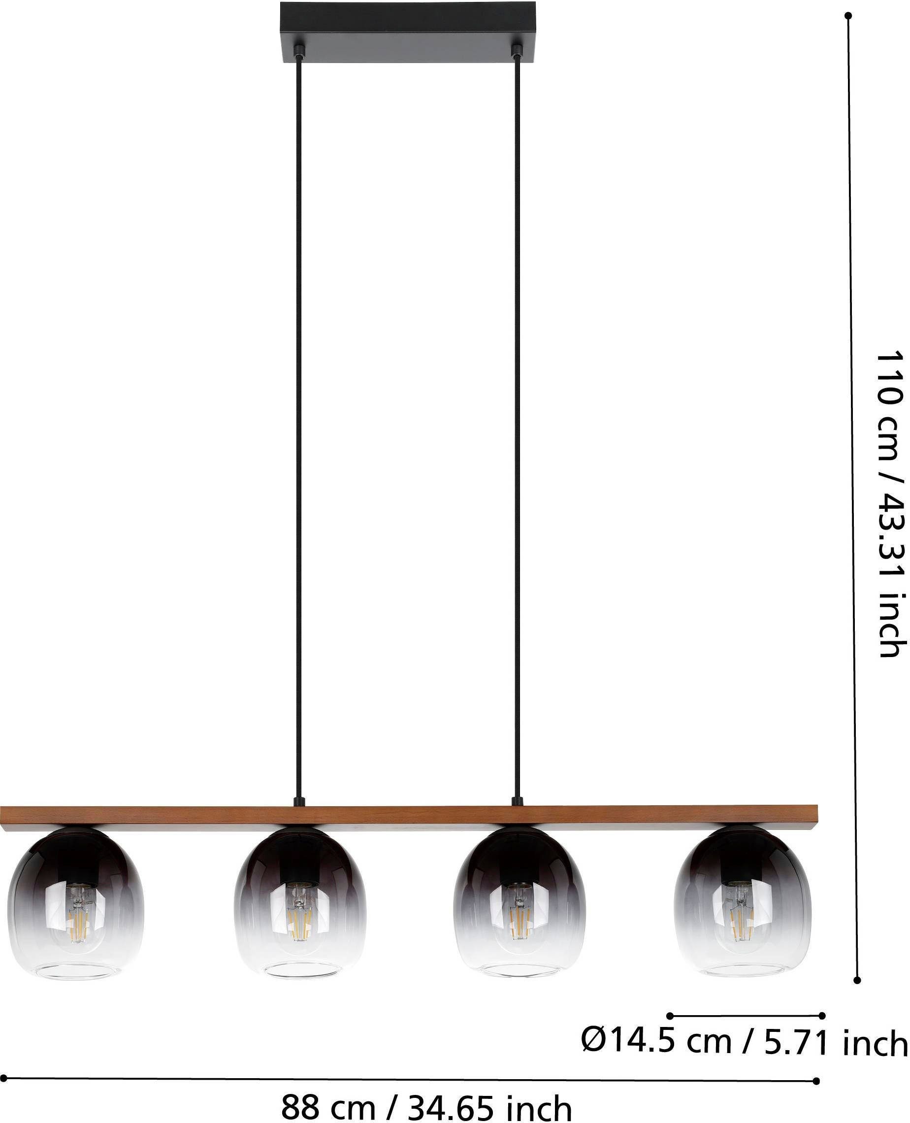 Leuchtmittel exkl. schwarz aus FILAGO, Hängeleuchte Holz braun ohne 40W wechselbar, - - und EGLO Hängeleuchte in E27 Leuchtmittel, Stahl,
