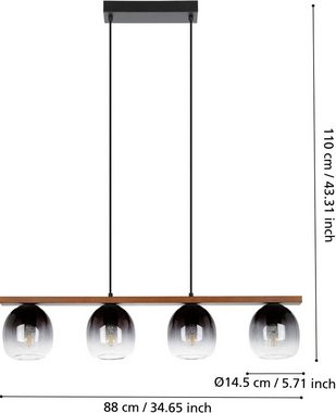 EGLO Hängeleuchte FILAGO, Leuchtmittel wechselbar, ohne Leuchtmittel, Hängeleuchte in schwarz und braun aus Stahl, Holz - exkl. E27 - 40W