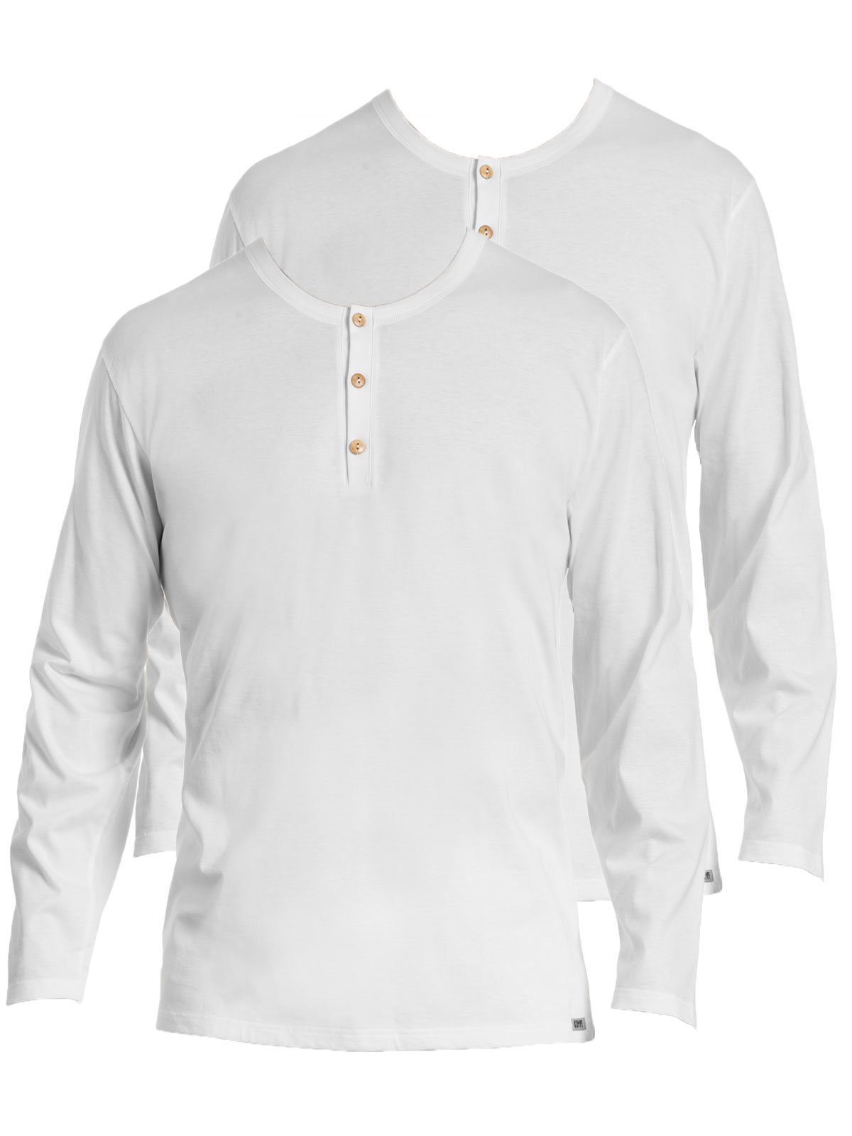 Sparpack Bio Herren langarm Markenqualität Shirt 2er hohe KUMPF weiss Unterziehshirt (Spar-Set, 2-St) Cotton