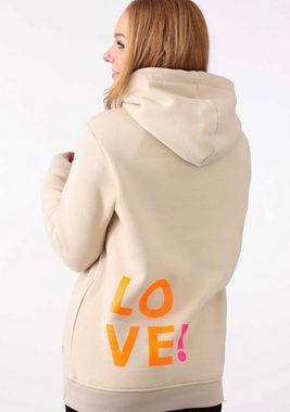 Zwillingsherz Kapuzensweatshirt mit Aufschrift "LOVE" in Neon