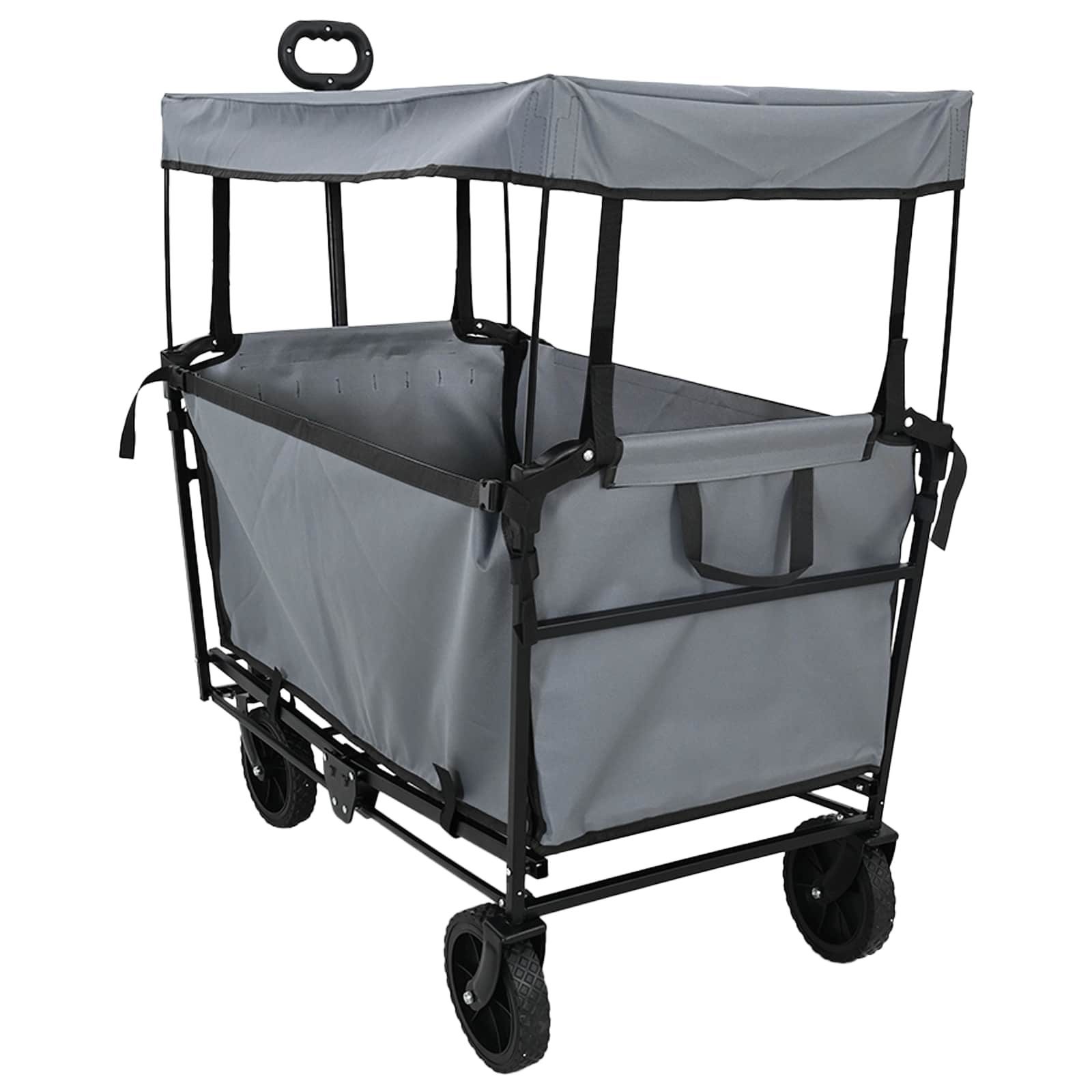 vidaXL Rollwagen Faltbarer Einkaufswagen mit Bremsen Grau 105 x 56,5 x 116 cm, (1 St)