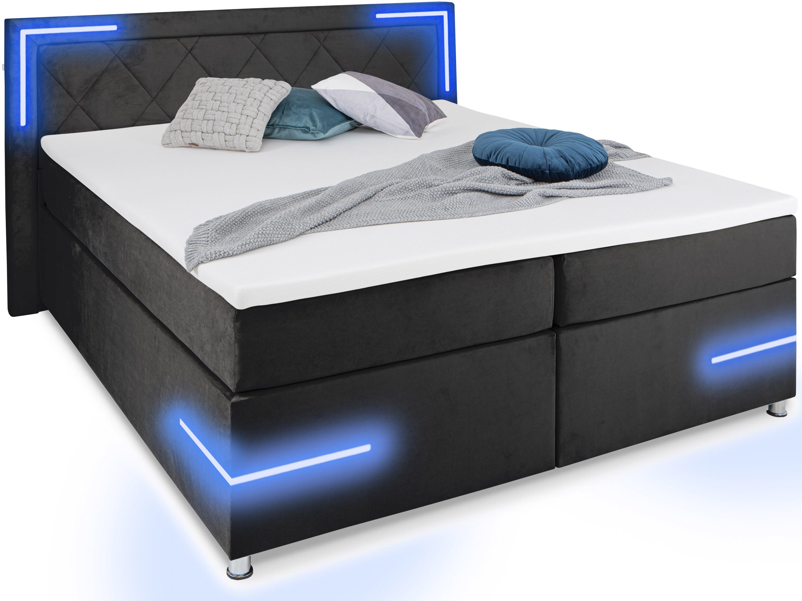 wonello Boxspringbett Arizona, mit LED Beleuchtung günstig online kaufen