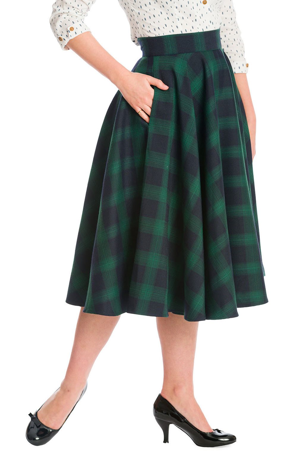 Banned A-Linien-Rock Sweet Check Grün Kariert Retro Vintage Swing Skirt günstig online kaufen