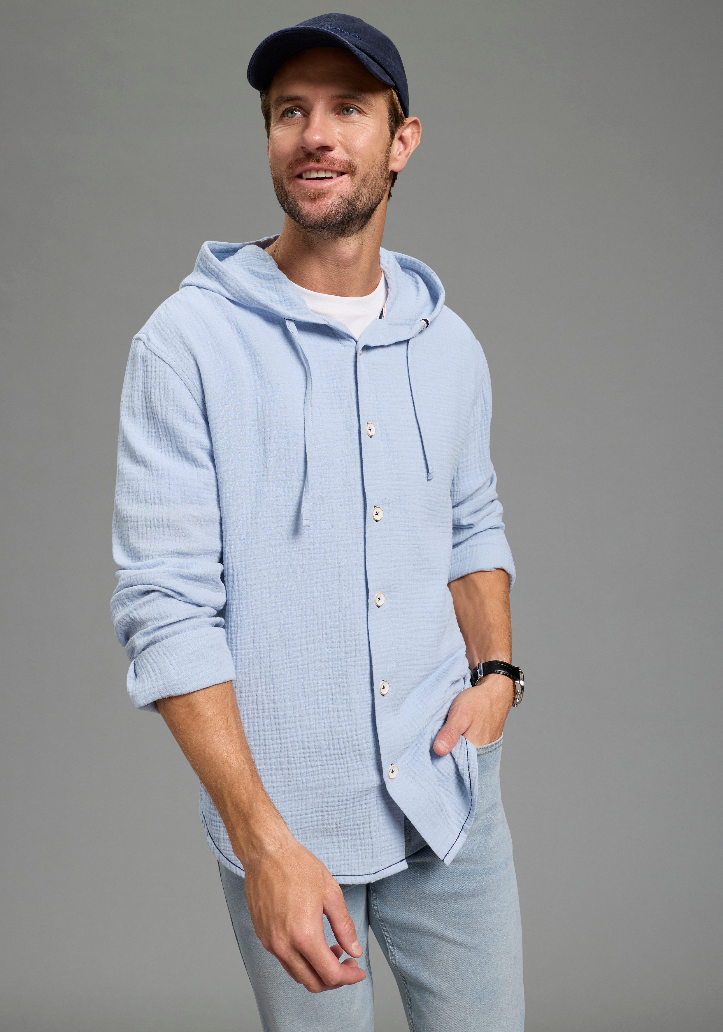 KangaROOS Kapuzenhemd Langarm mit Ärmelschlitz, für Casual- und Streetwear, günstig online kaufen