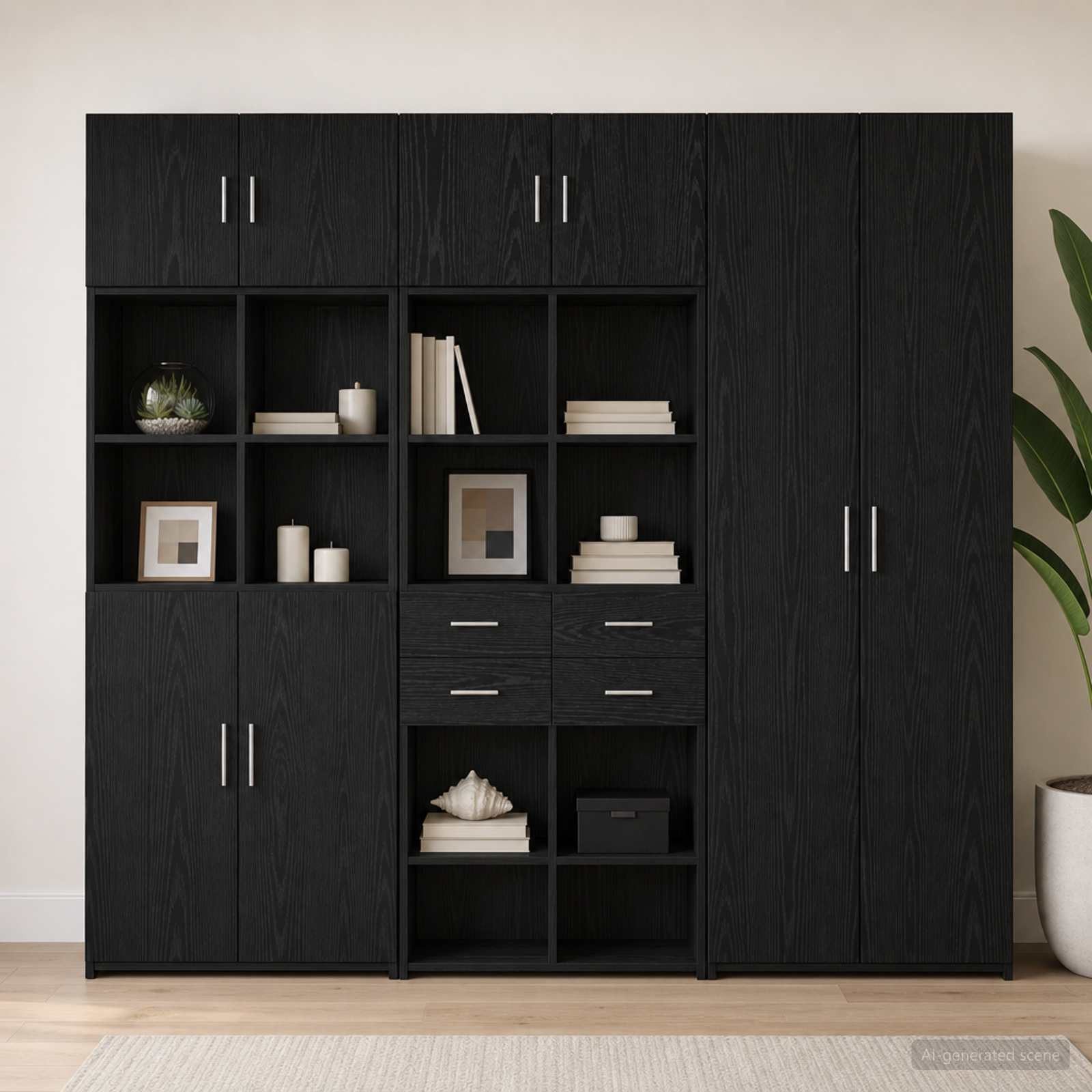 vidaXL Sideboard Lagerschrank mit Regalen Schwarze Eiche 70 x 42,5 x 225 cm