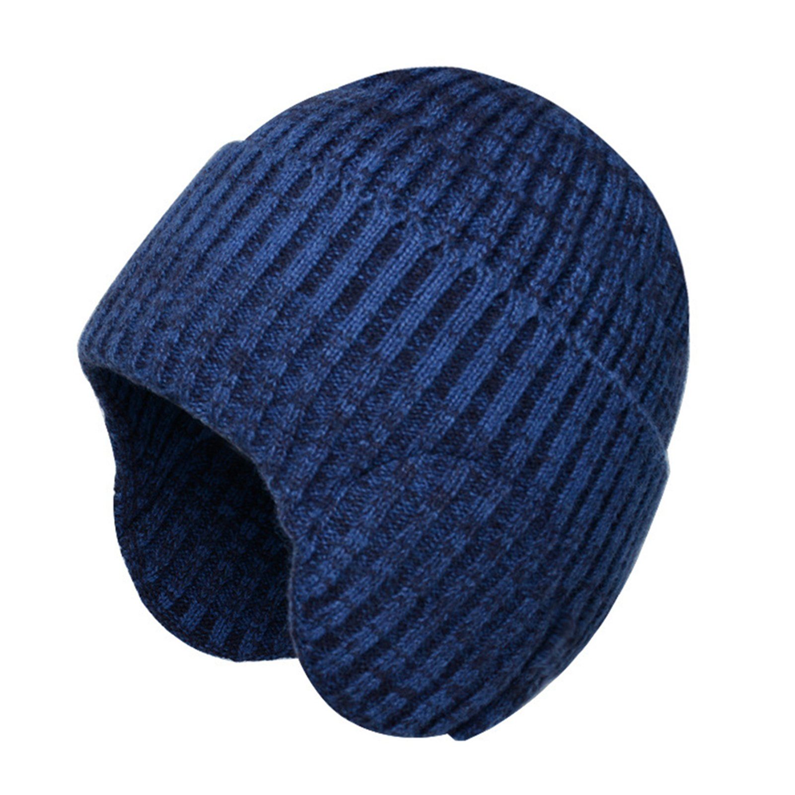 Blusmart Strickmütze Modische Gehörschutz-Strickmütze Für Damen Und Herren, Verdickte Blau