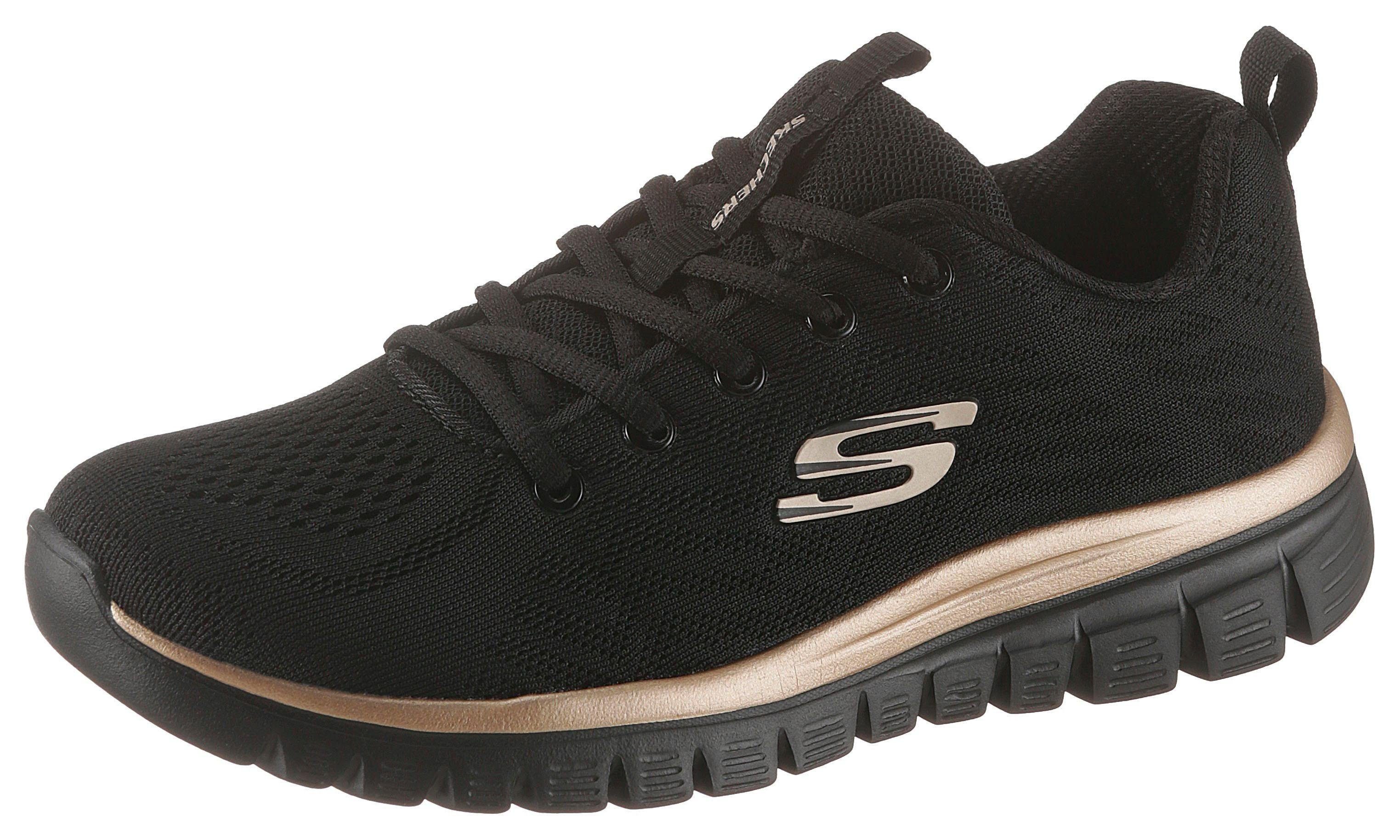 Memory Get mit - durch Skechers Connected schwarz-goldfarben Graceful Foam Dämpfung Sneaker