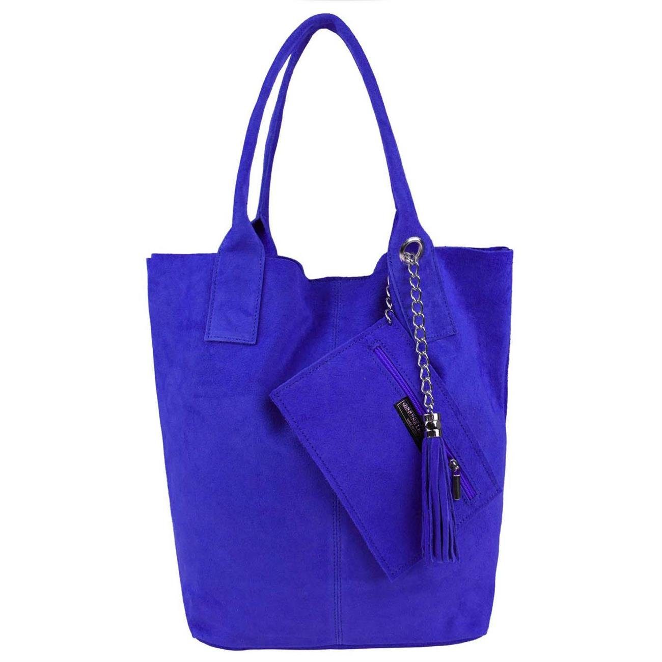 ITALYSHOP24 Schultertasche Made in Italy Damen Leder Wildleder A4 Shopper S günstig online kaufen