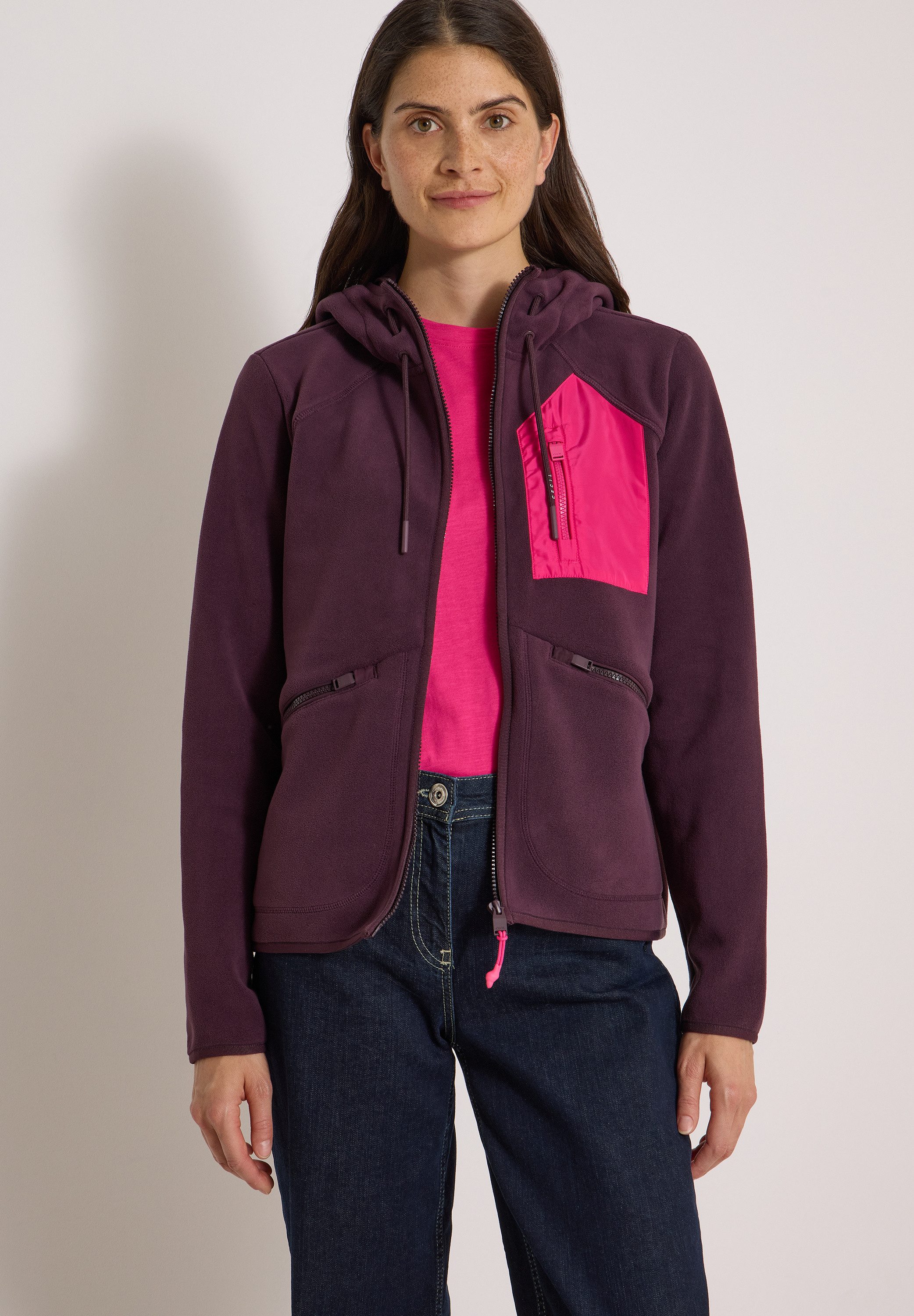 CECIL Fleecejacke in Unifarbe