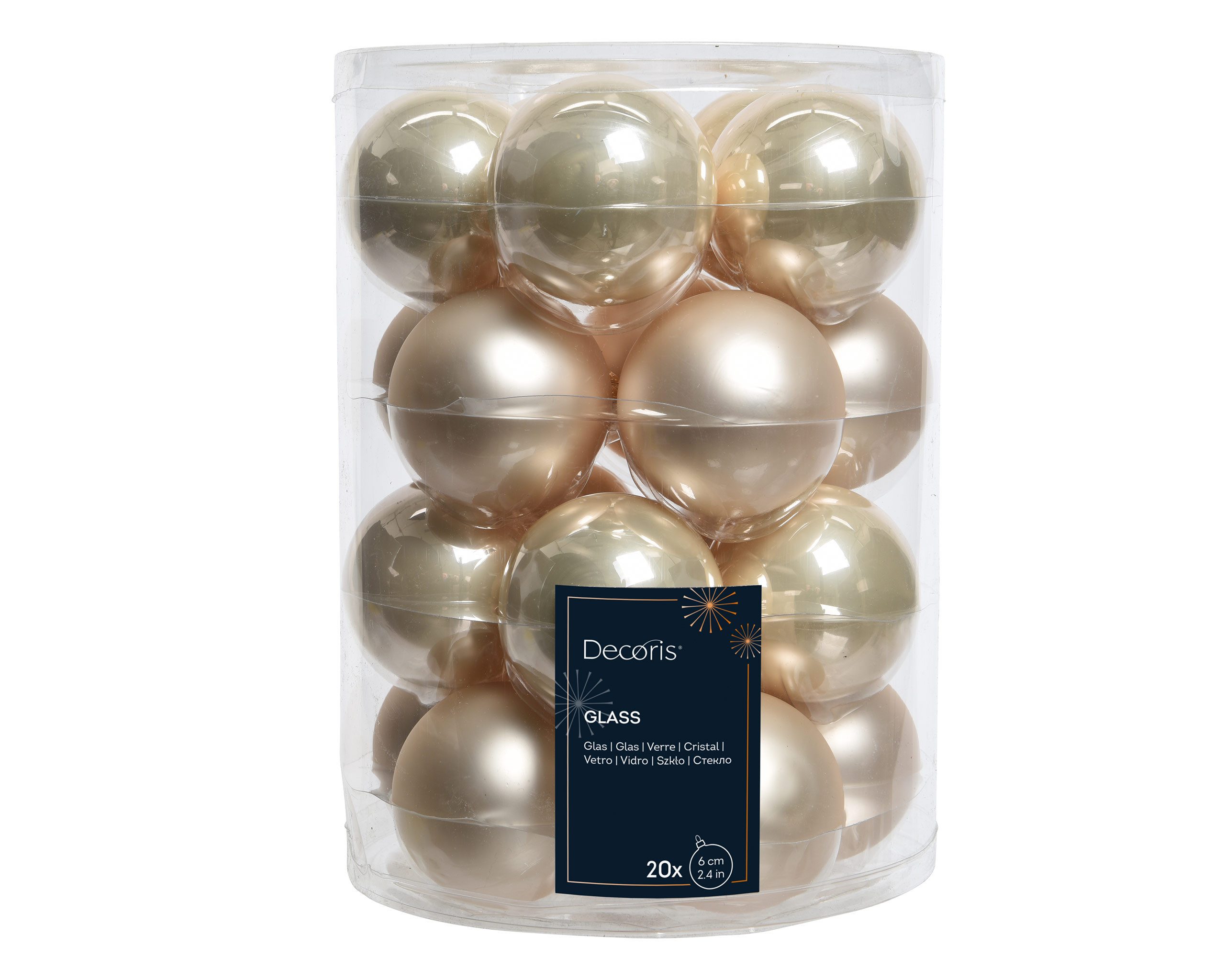 Kaemingk Weihnachtsbaumkugel, Weihnachtskugeln Glas 6cm x 20 Stück - Perle