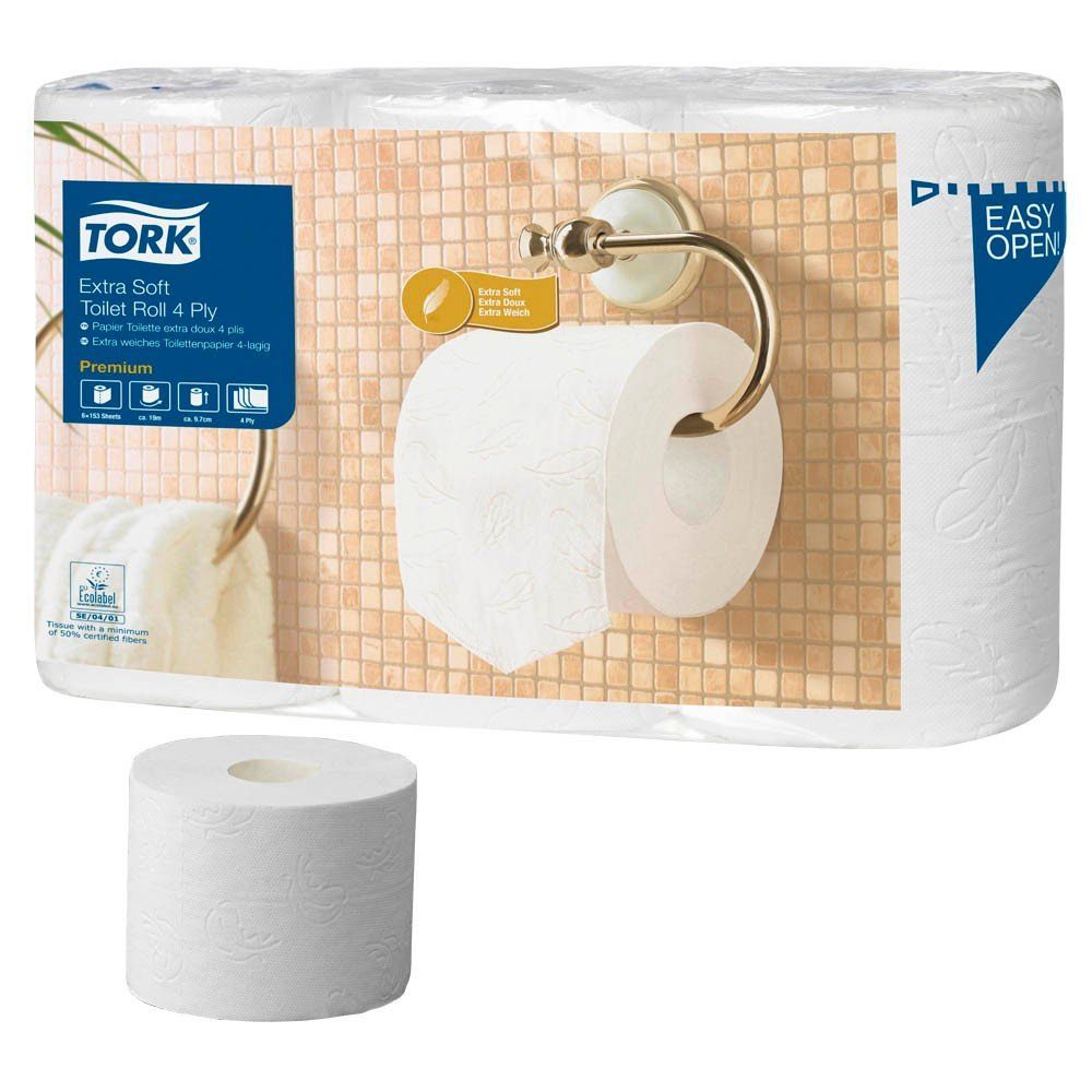 TORK Toilettenpapier 42 Rollen Toilettenpapier T4 Premium Extra Soft 4-lagig - weiß, 4-lagig; extra weich