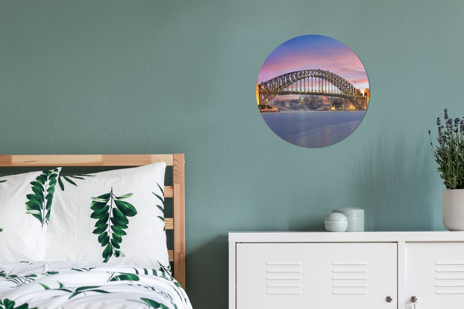 Wandbild, Kreis cm Sydney Sydney Skyline die in und Bridge (1 Australien, 30x30 von Gemälde Rundes Forex, St), Harbour Wohnzimmer, Wanddekoration MuchoWow