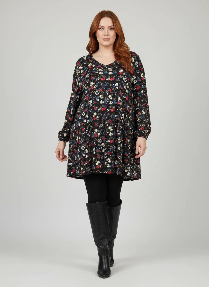 Midikleid Kleid mit Blumenmuster