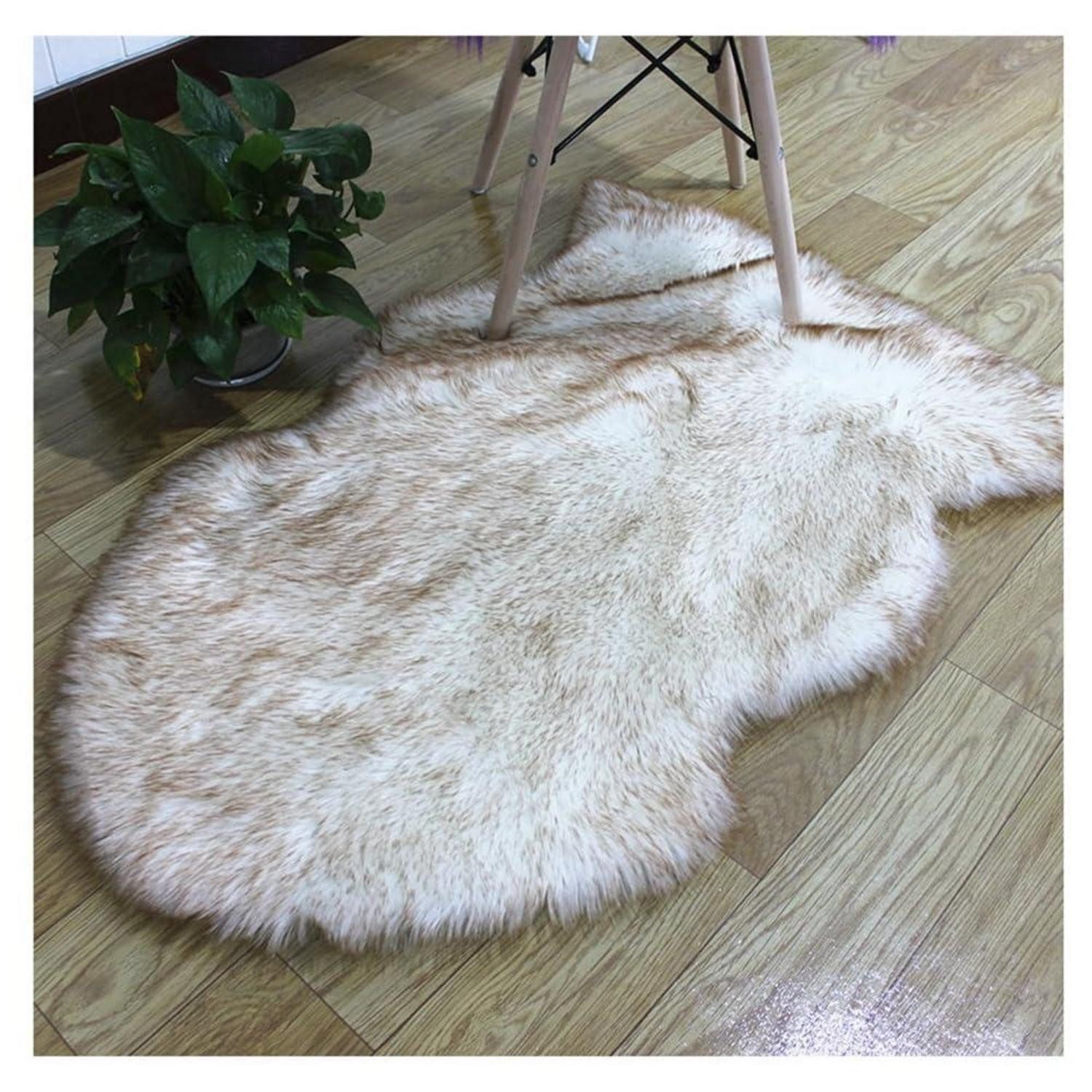 LuxusKollektion Fellteppich Teppich Lammfellimitat Longhair Weiß 45x65cm, oval, Höhe: 60 mm