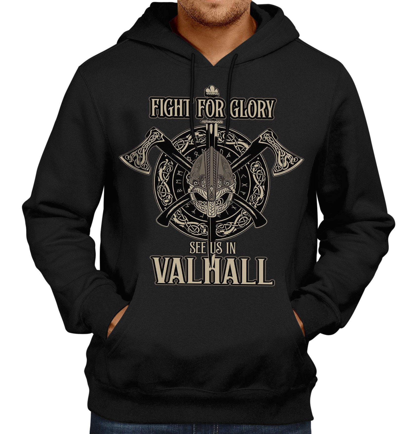 LOBO NEGRO® Kapuzensweatshirt Hoodie für den Wikinger Nordmann Fan: Fight for Glory
