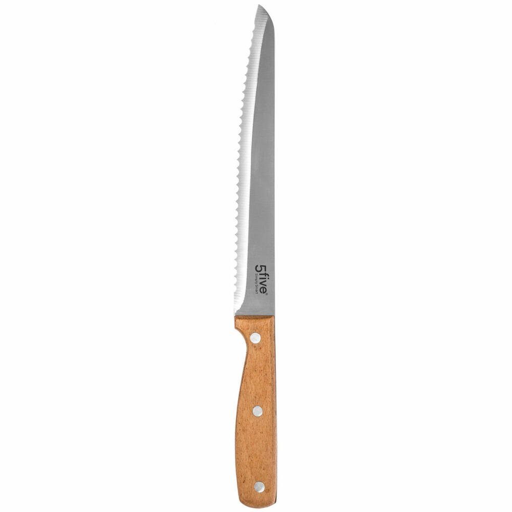 5five Simply Smart Schneidebrett Brotbrett 44 x 25 cm, Bambus, Edelstahl, Holz, mit Brotmesser