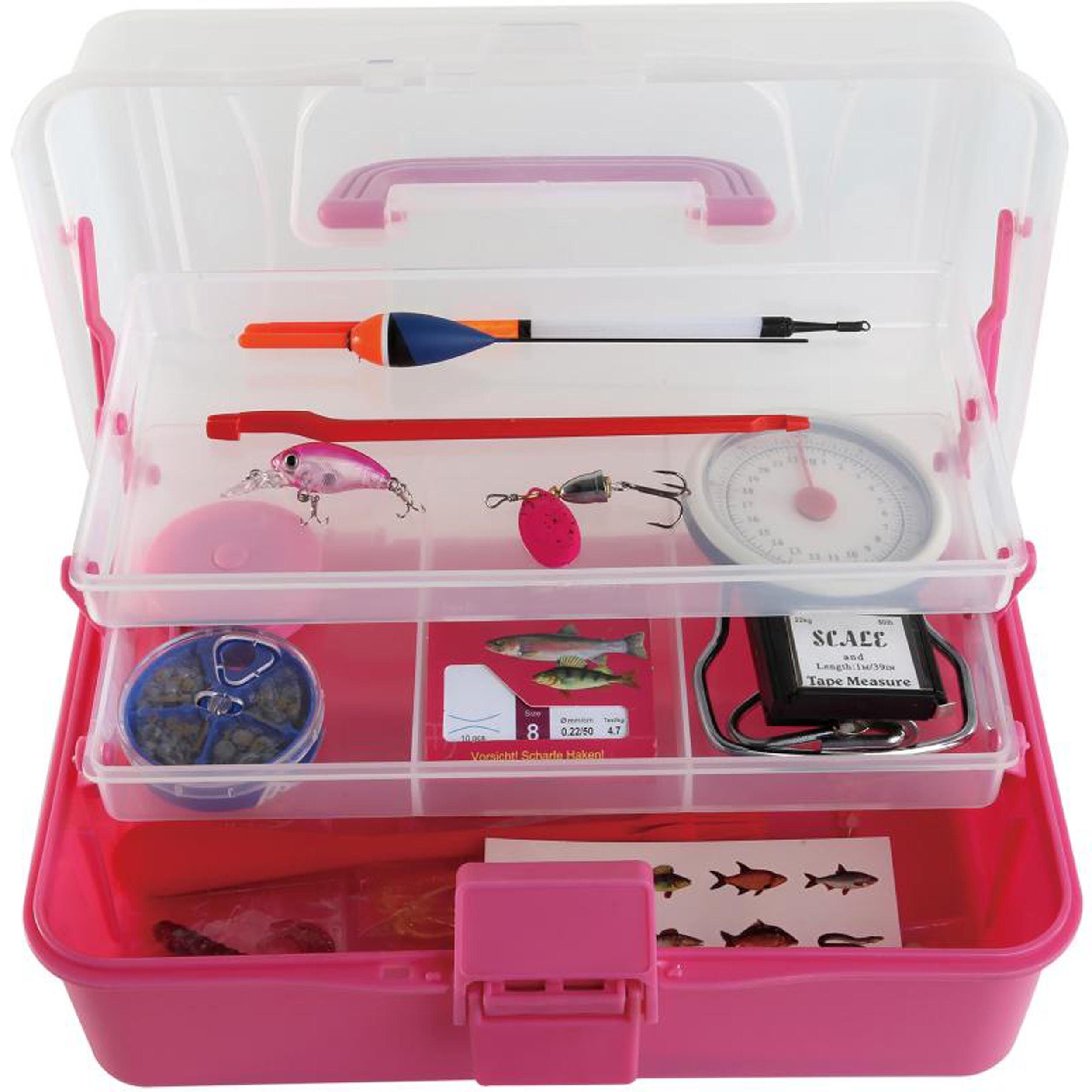 Paladin Angelkoffer Angel-Gerätekoffer für Kinder, Gerätekoffer mit viel Angelzubehör für Kinder pink