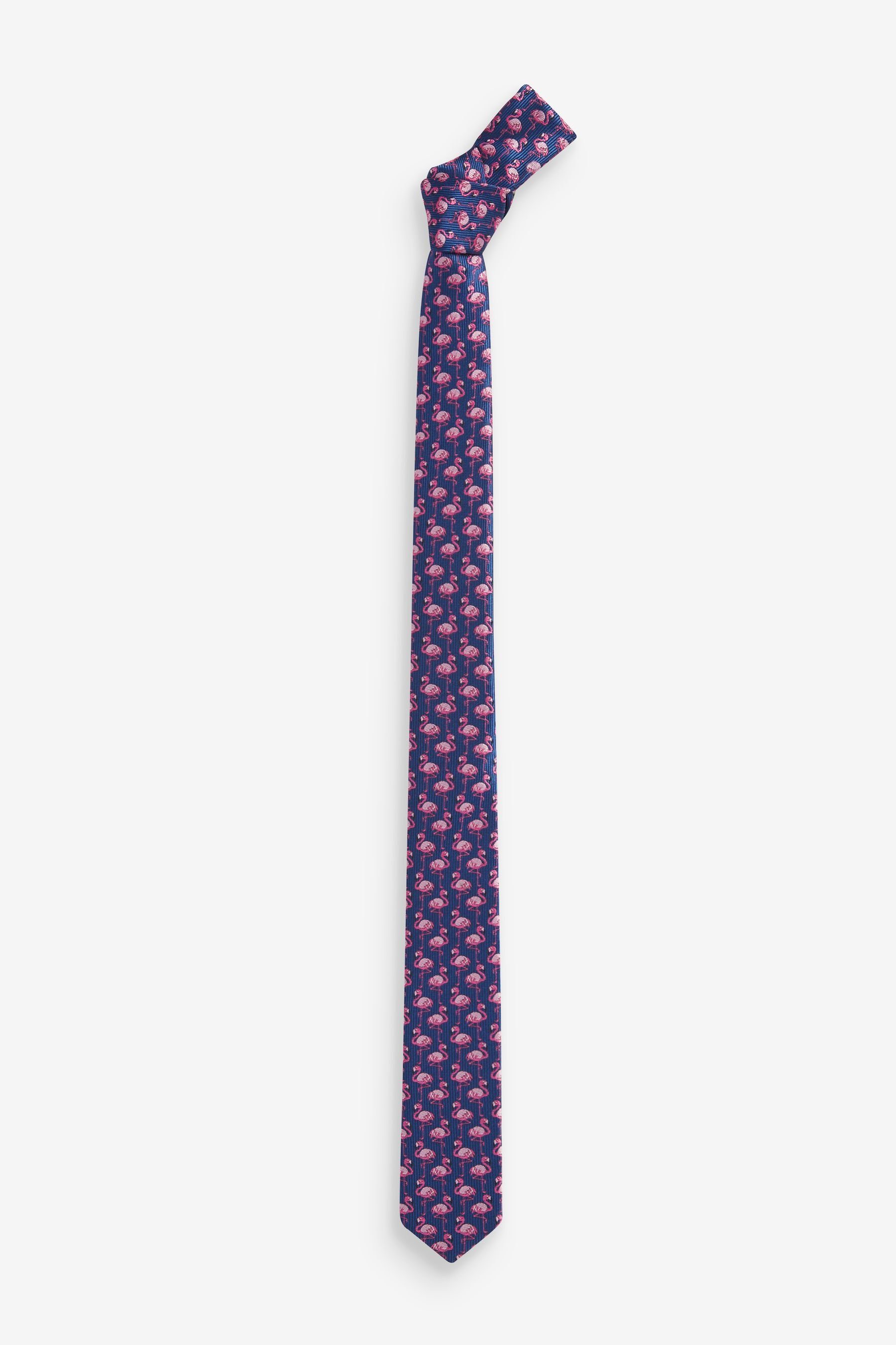 Next Krawatte Krawatte mit Flamingomuster (1-St)