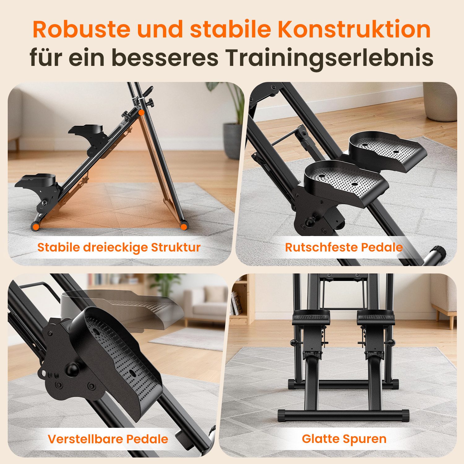 Gywowken Stepper Stair Stepper für Heimtraining - Rehabilitation (Tragbarer Crosstrainer - Stepper klappbar), mit 3 Widerstandsstufen - mit LCD-Schirm & verstellbare Lenker