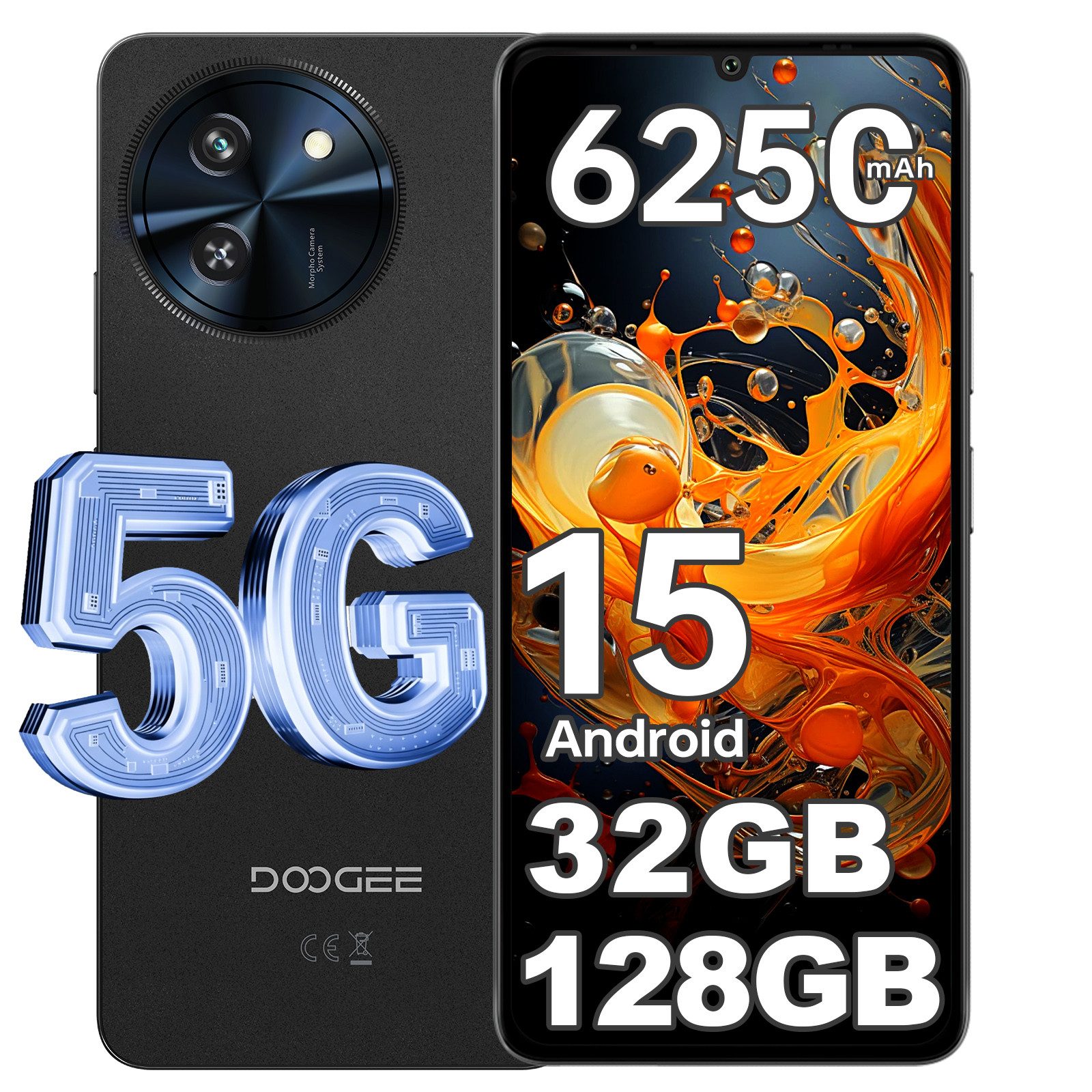 DOOGEE Note 59 32GB RAM+128GB ROM/2TB-TF 5G Smartphone (17,15 cm/6.75 Zoll, 128 GB Speicherplatz, 16 MP Kamera, Android 15, 6250mAh, 6.75" HD+ 120Hz, NFC, GPS, Face Unlock)