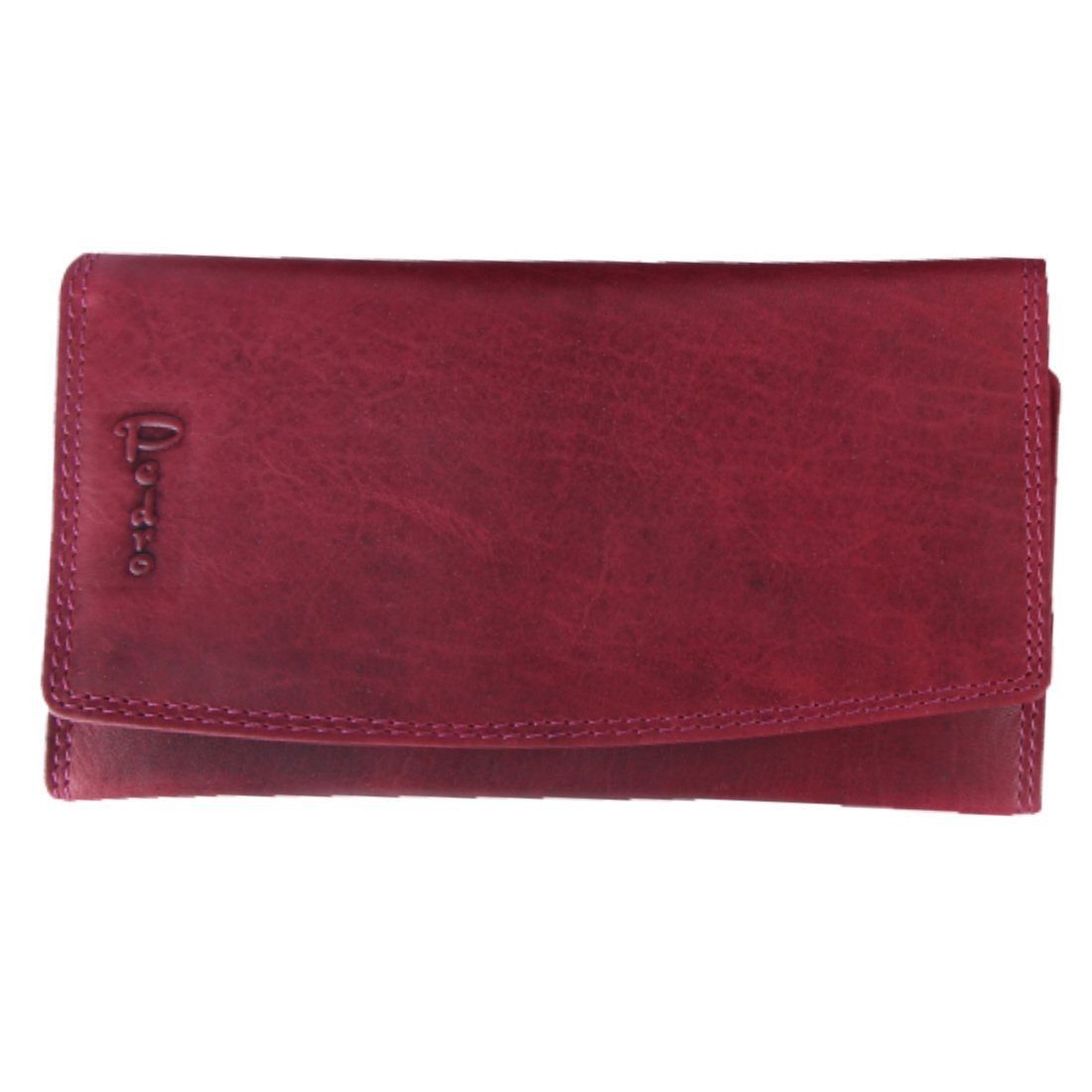 SHG Geldbörse ֎ Damen Lederbörse Portemonnaie rot (Dunkelbraun), Münzfach, Druckknopfverschluss, Kreditkartenfächer, RFID Schutz