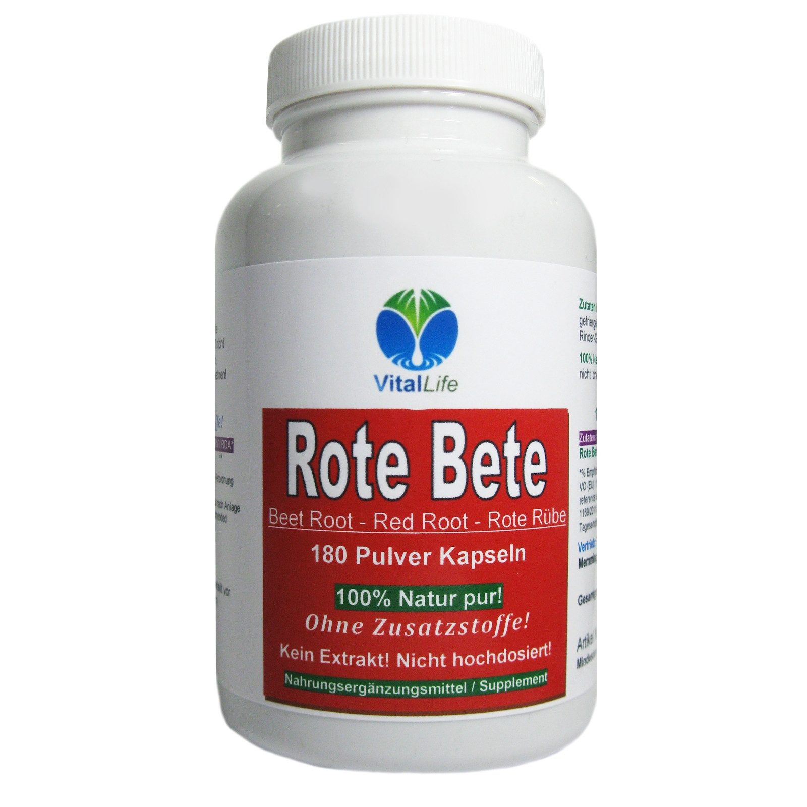 Rote Beete Bete Beetroot. Reich an Eisen & Folsäure. NATUR PUR Kapseln