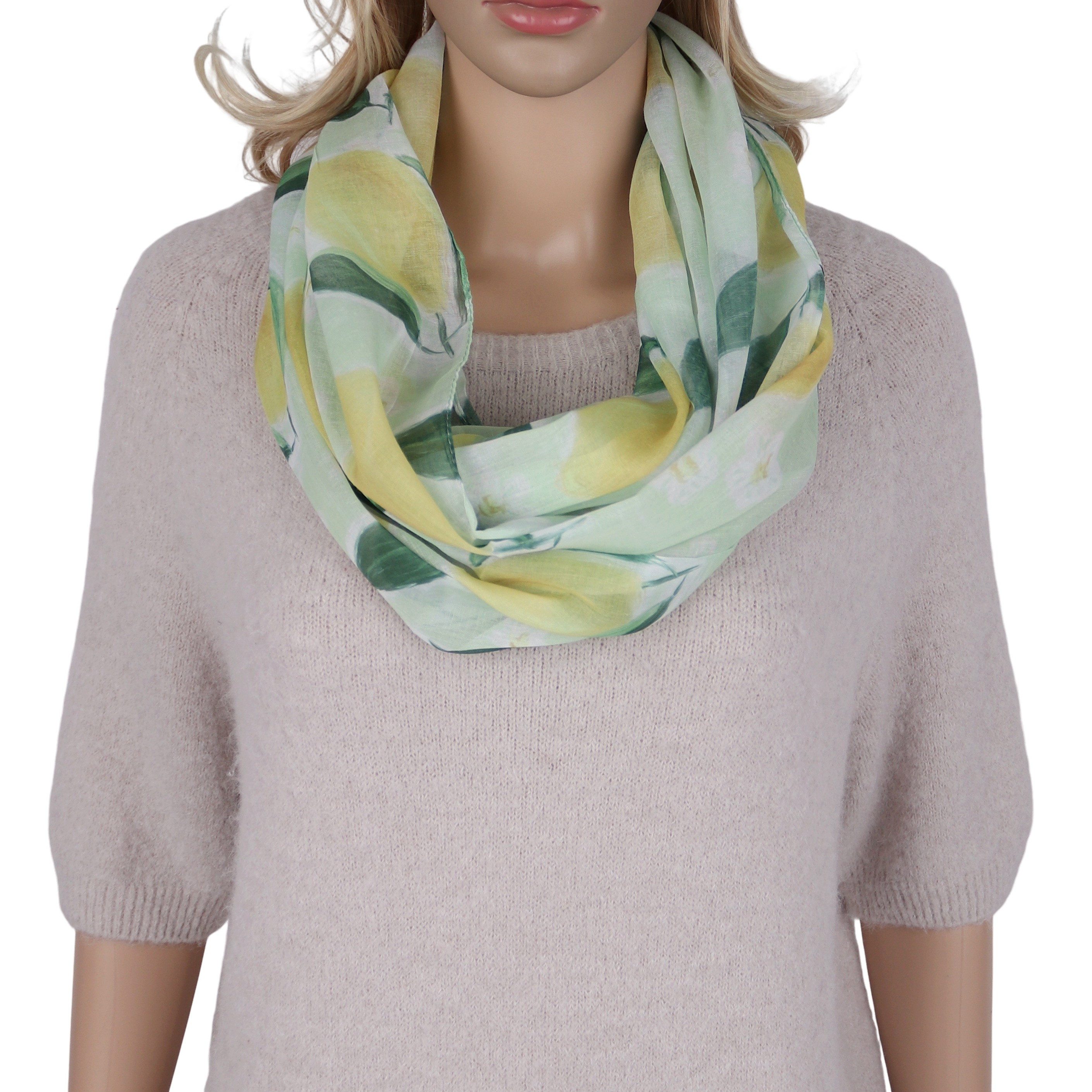 MIRROSI Loop Damen Schal mit Tollem Muster Weich aus 100% Viskose, Schlauchschal, (ca.160x48cm, zweimal um den Hals wickelbar), Damen Halstuch Stola ideal für Frühling,Sommer, Herbst