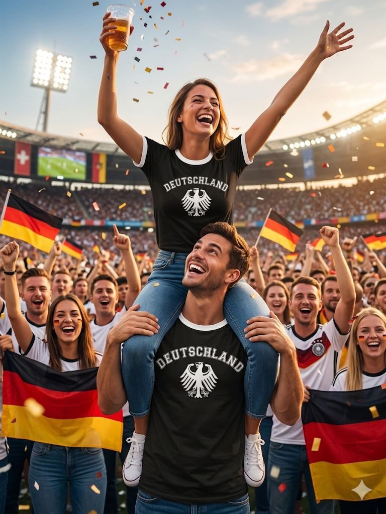coole-fun-t-shirts Print-Shirt Deutschland Fan T-Shirt Herren WM Fußball Shirt Schwarz Weiß Fussball T-Shirt Deutschland Herren S - 3XL Retro Trikot