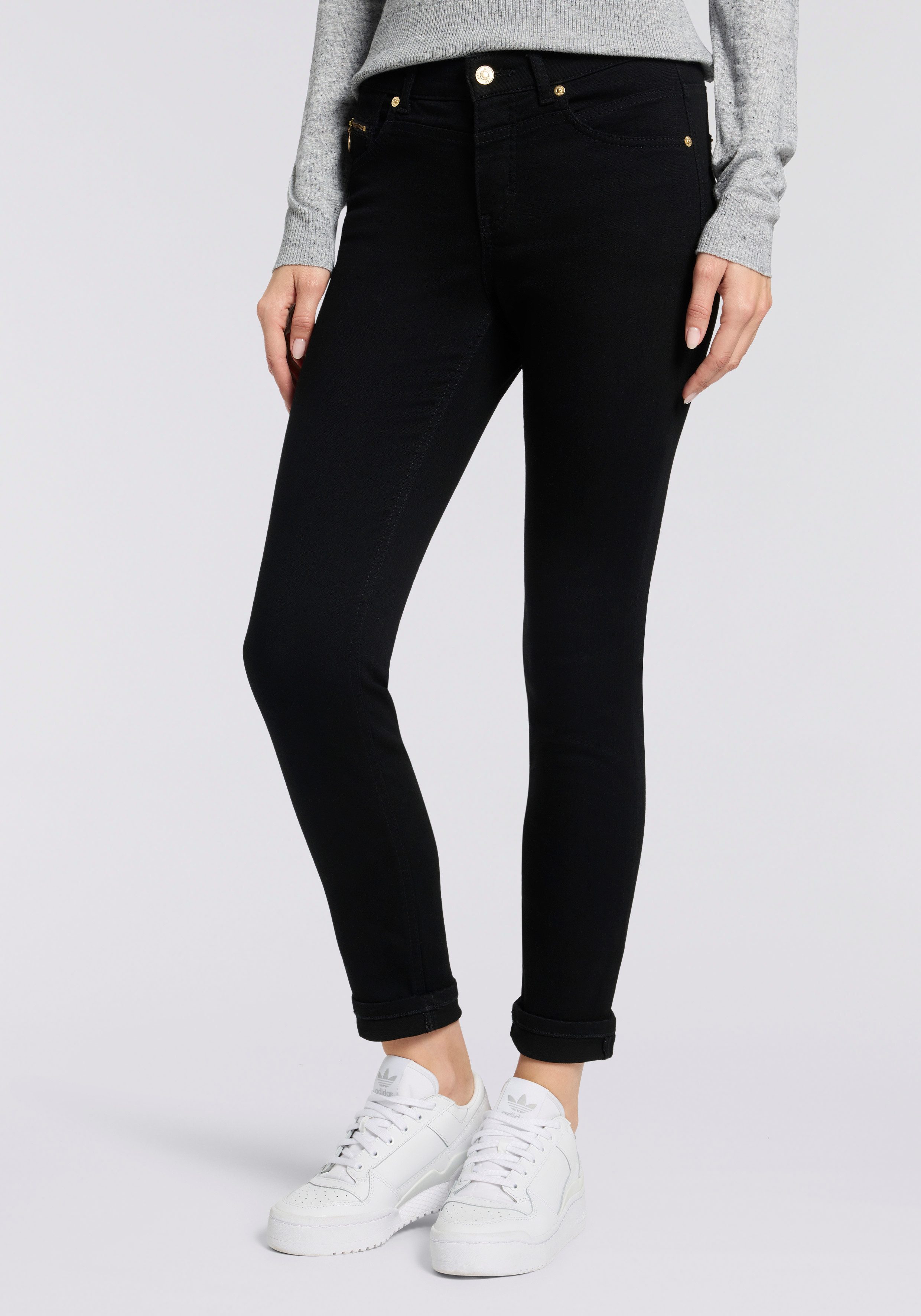 MAC Straight-Jeans MACMELANIE Sportives Naht-Detail am Tascheneingriff