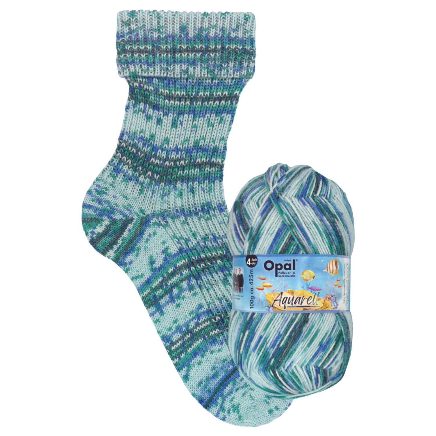 Opal Opal AQUARELL Sockenwolle Häkelwolle, 425 m (4-fach Pullover- und Sockenwolle), 100 g