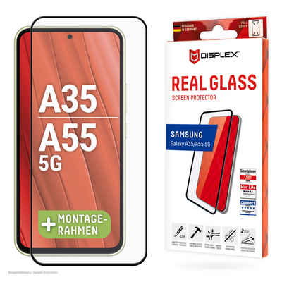 Displex Real Glass Full Cover für Samsung Galaxy A35, Samsung Galaxy A55 5G, Displayschutzglas, 1 Stück, Bildschirmschutz, Displayschutzfolie,Einfach anbringen,kratz-&stoßfest