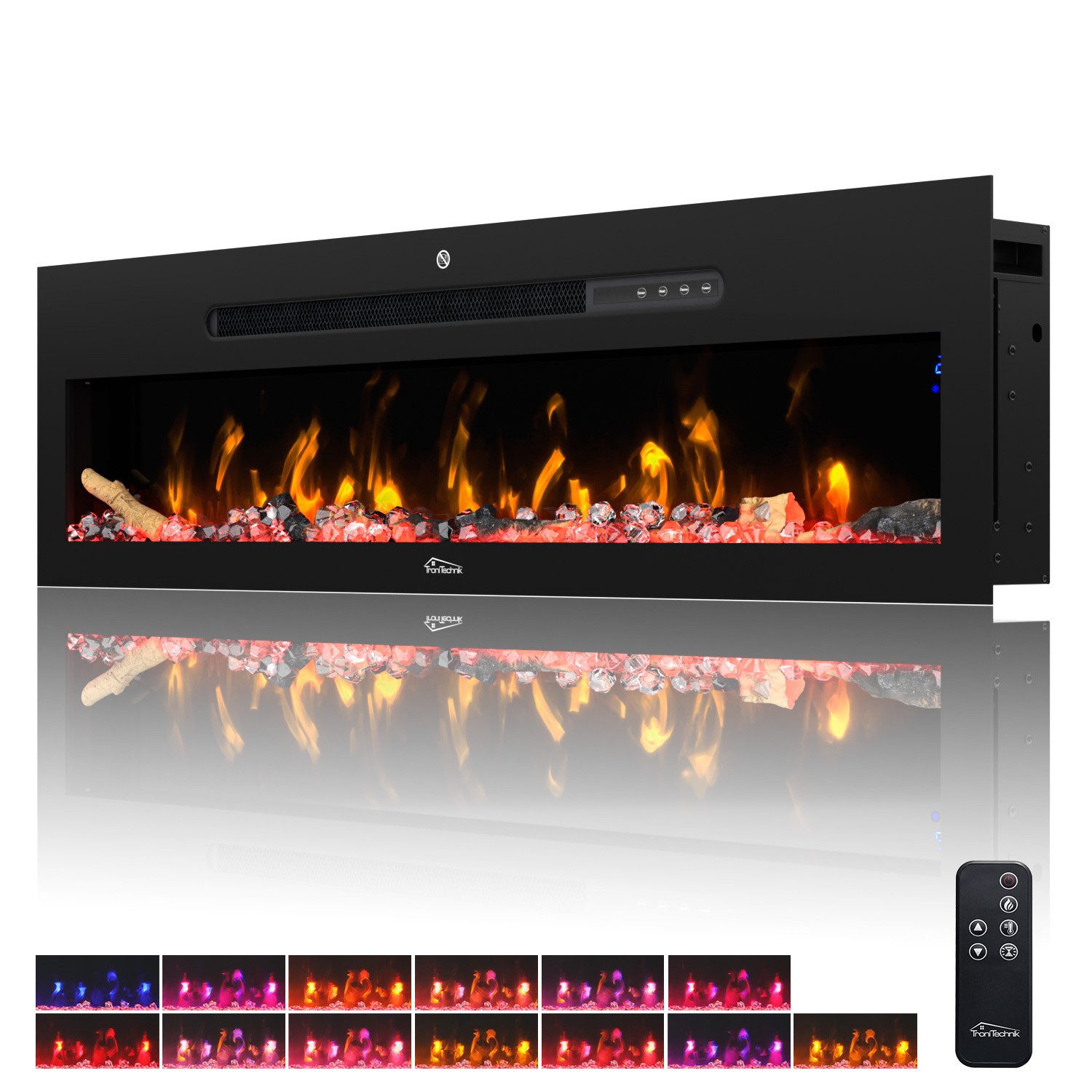 TroniTechnik Elektrokamin Wandkamin elektrisch 900/1800W, LED Flammeneffekt günstig online kaufen