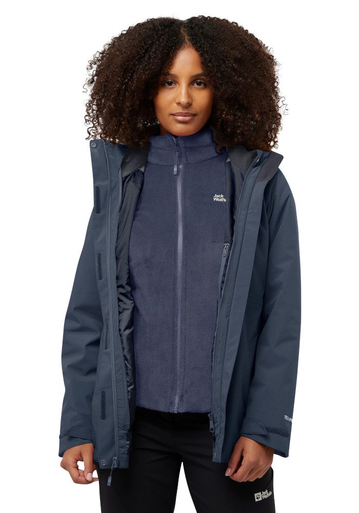 Jack Wolfskin 3-in-1-Funktionsmantel ROTWAND 3IN1 JKT W wasserdichte Außenjacke, wärmende Innenjacke