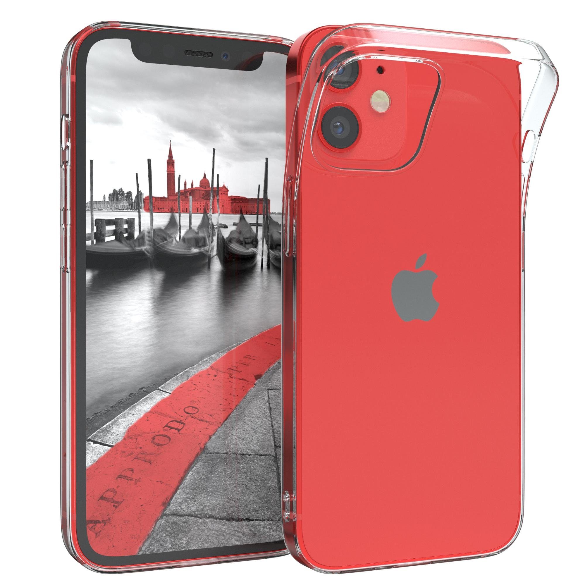 EAZY CASE Handyhülle Slimcover Clear für Apple iPhone 12 Mini 5,4 Zoll, durchsichtige Hülle Ultra Dünn Silikon Backcover TPU Telefonhülle Klar