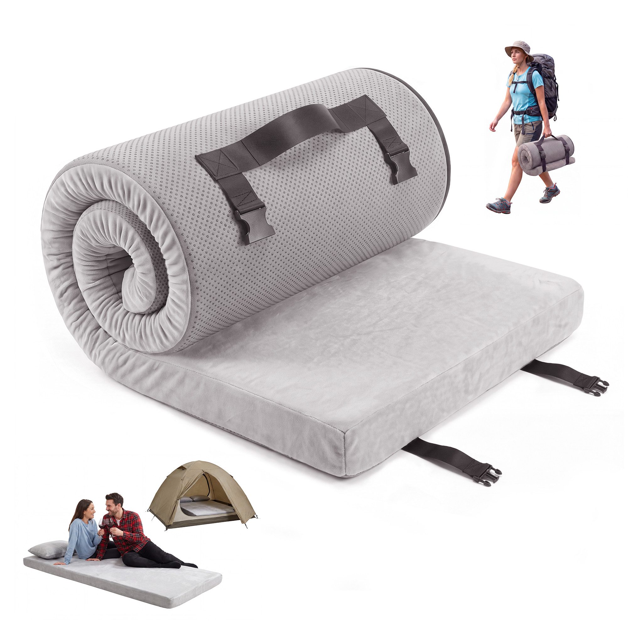 GarveeMore Luftmatratze Camping Schlafunterlage Tragbar Faltbare Bodenisolationsmatte