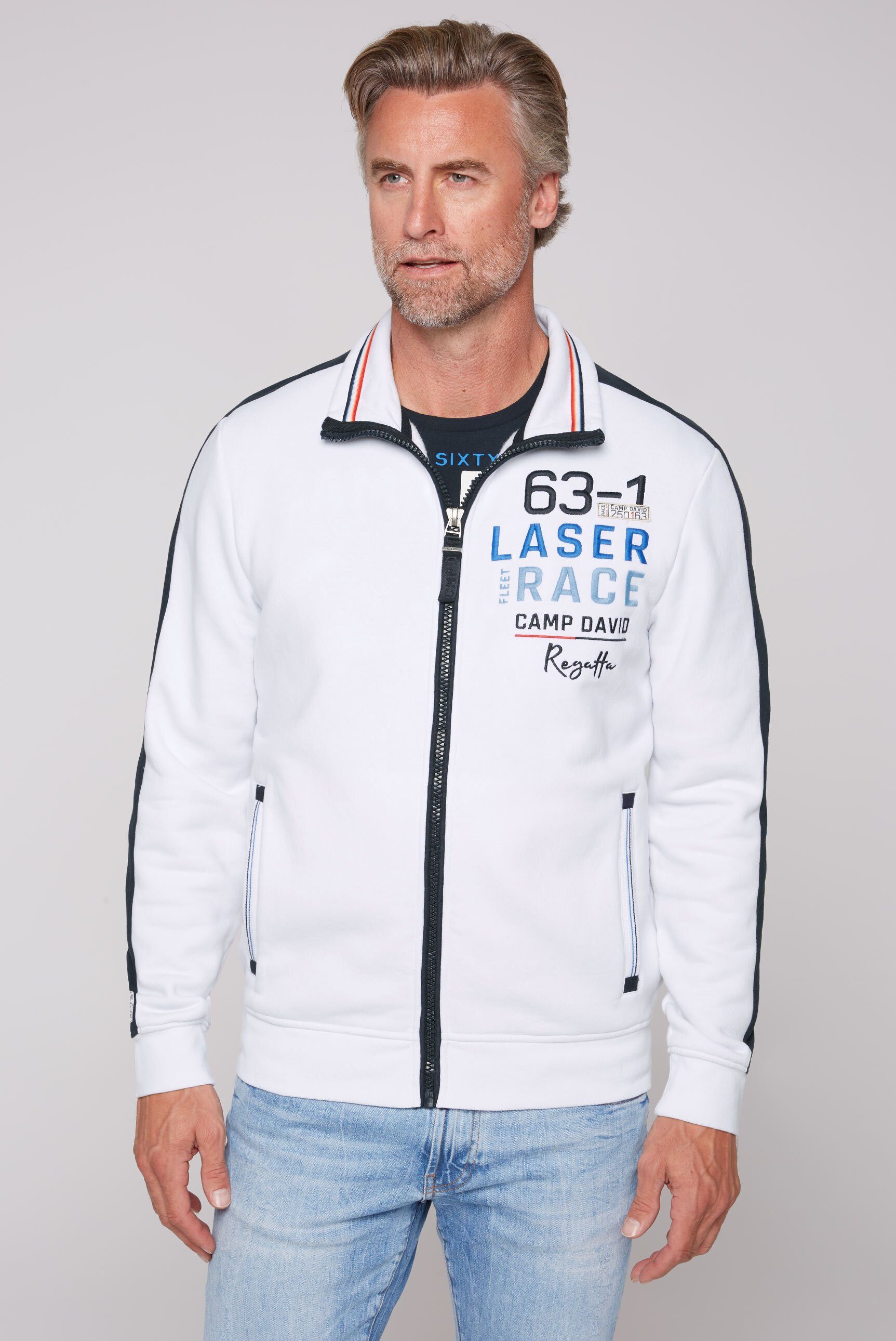 CAMP DAVID Sweatjacke mit Kontrastbesätze