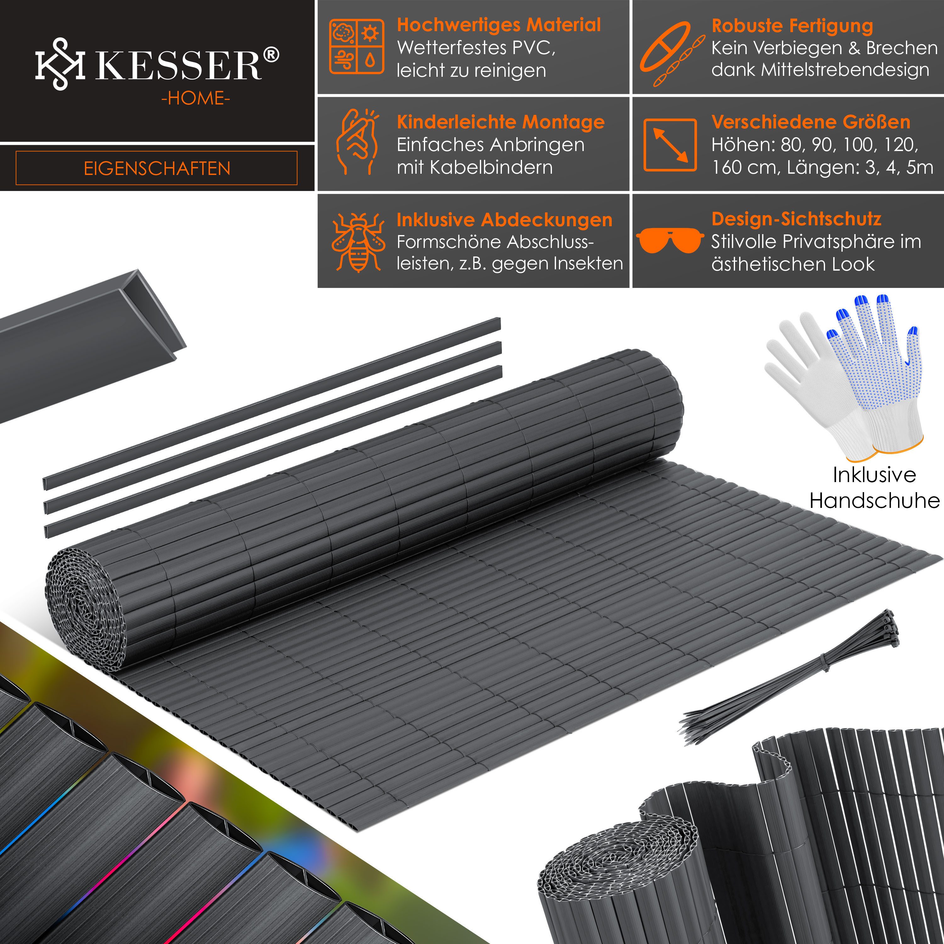 KESSER Sichtschutzstreifen, PVC Sichtschutzmatte Balkonverkleidung Windschu günstig online kaufen