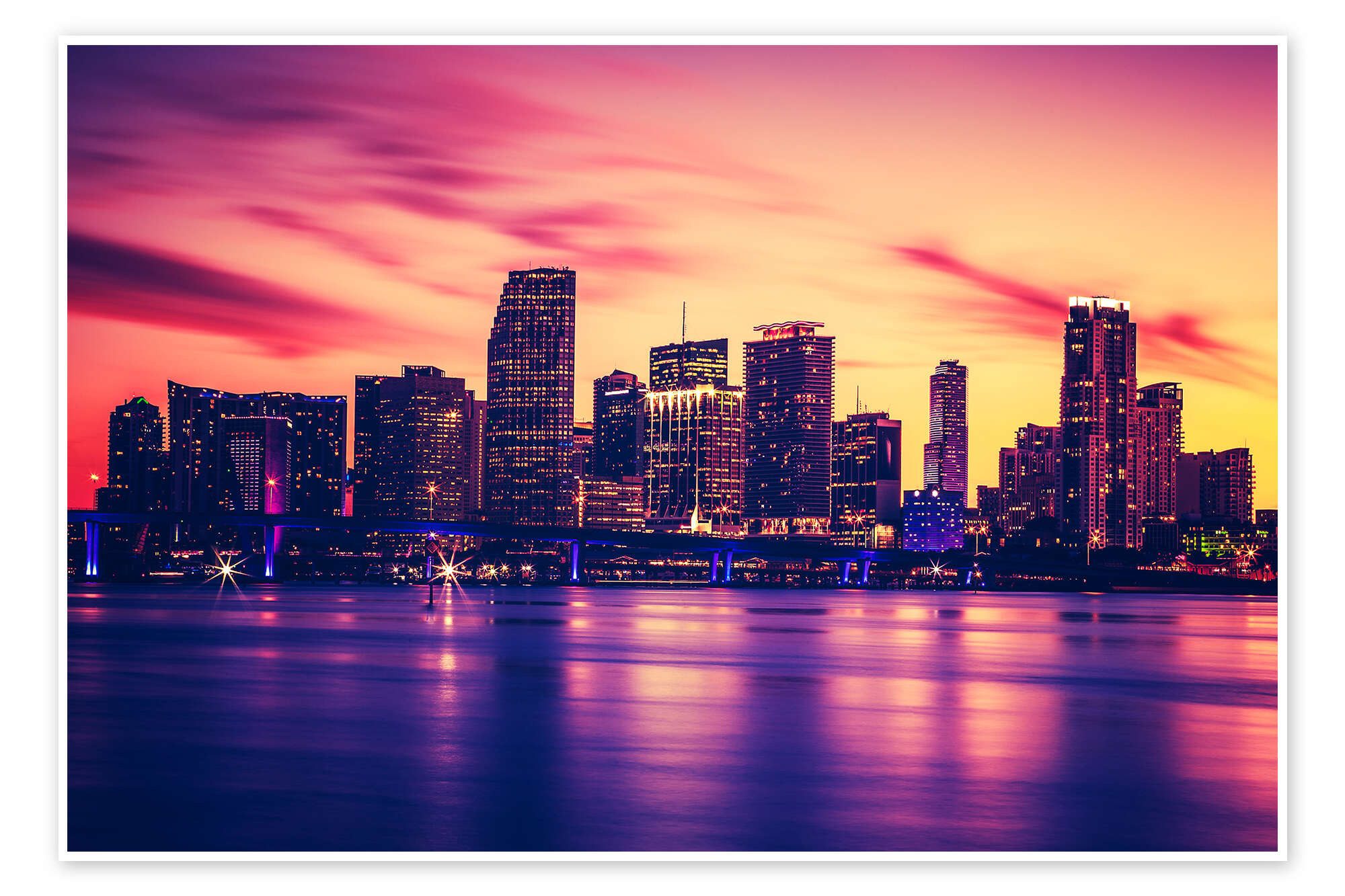 Posterlounge Плакат Editors Choice, Miami bei Sonnenuntergang, USA, Fotografie