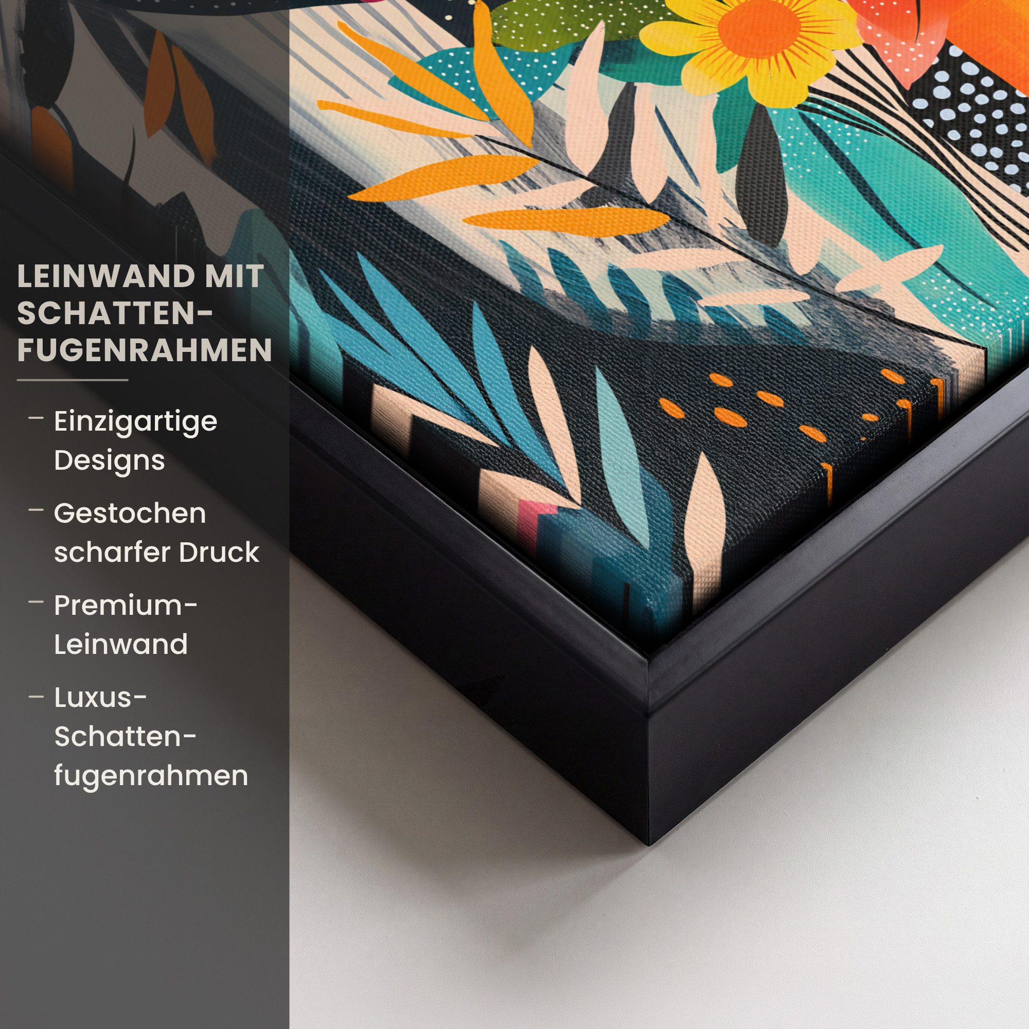 OneMillionCanvasses® Leinwandbild mit Rahmen - Kunstdrucke - Abstrakt - Blumen - Rosa, Fotodruck (1 St), Leinwand Bilder Klein, Wand Dekoration Aesthetic 20x20c – Bild 3 von 5