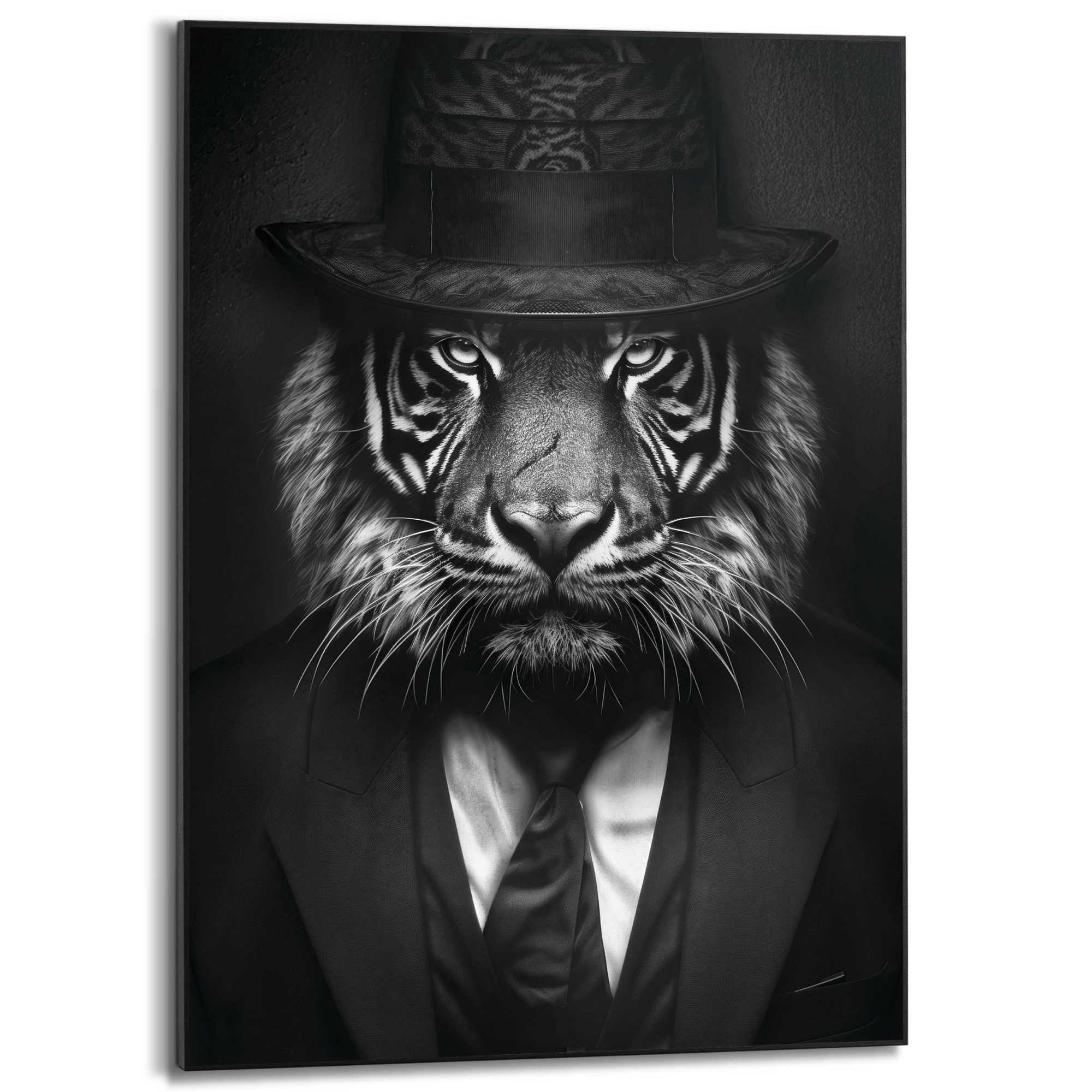 Reinders! Poster Tiger Man, Hobbyraum - Hut - Kostüm - Schwarz-Weiß - MDF - Tiere - 50x70 cm