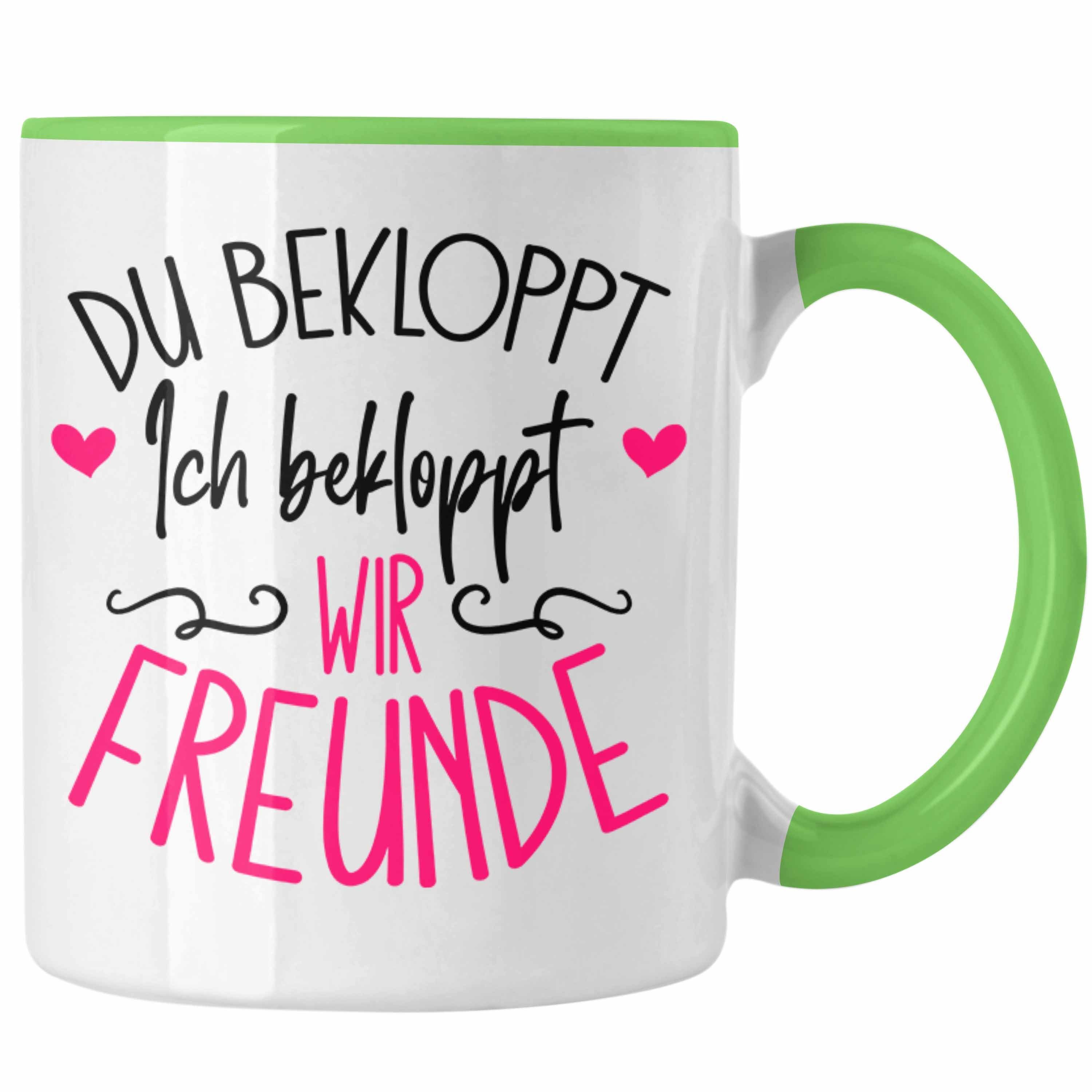 Trendation Tasse Tasse Beste Freunde "Du bekloppt, ich bekloppt, wir sind Freunde" Best Grün | Teetassen