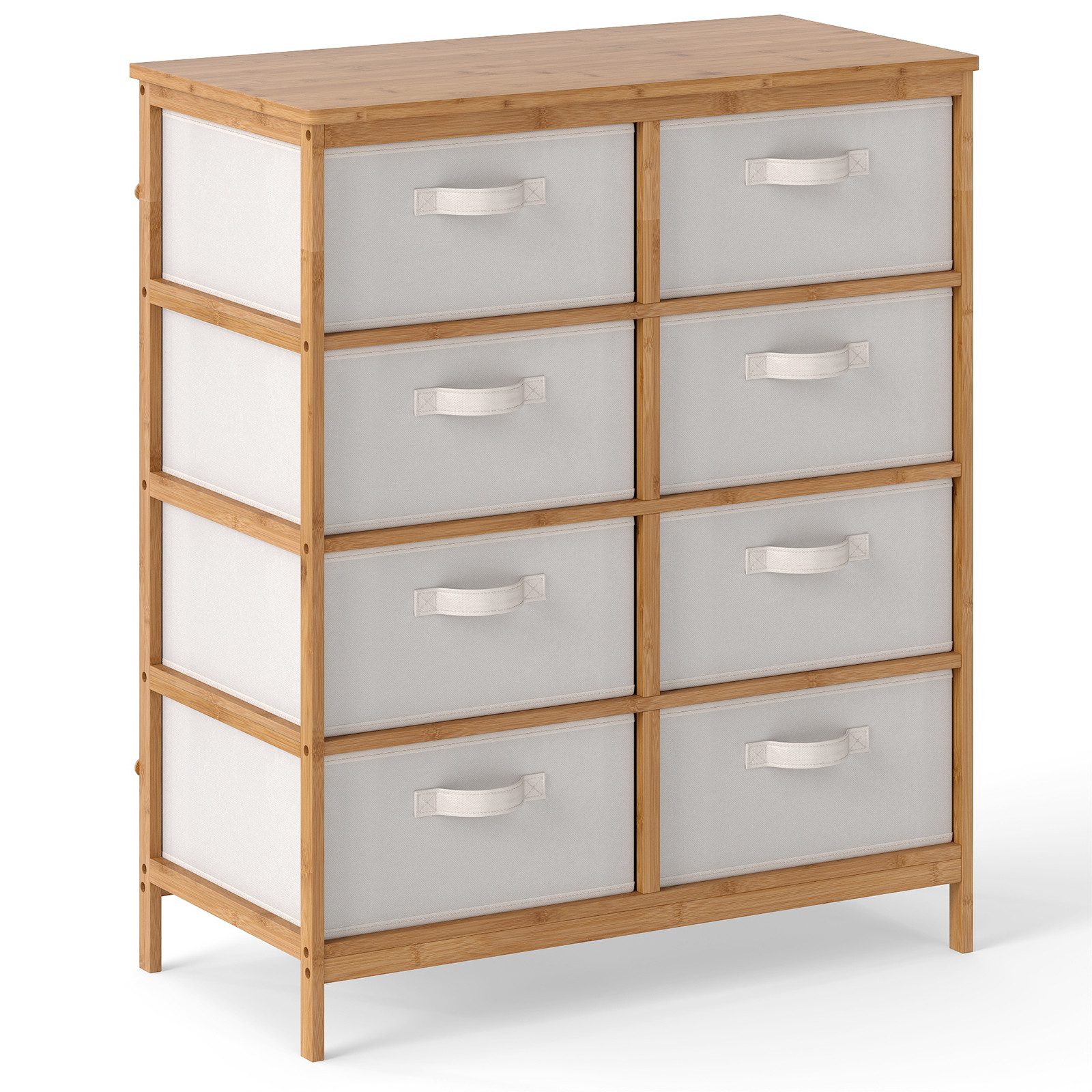 COSTWAY Sideboard, mit 8 abnehmbaren Stoffschubladen Bambus 80x40x94cm