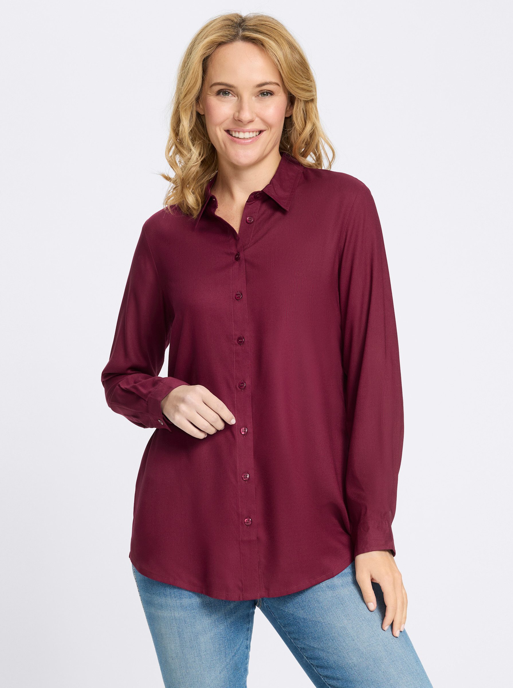 Sieh an! Klassische Bluse Longbluse Langarm