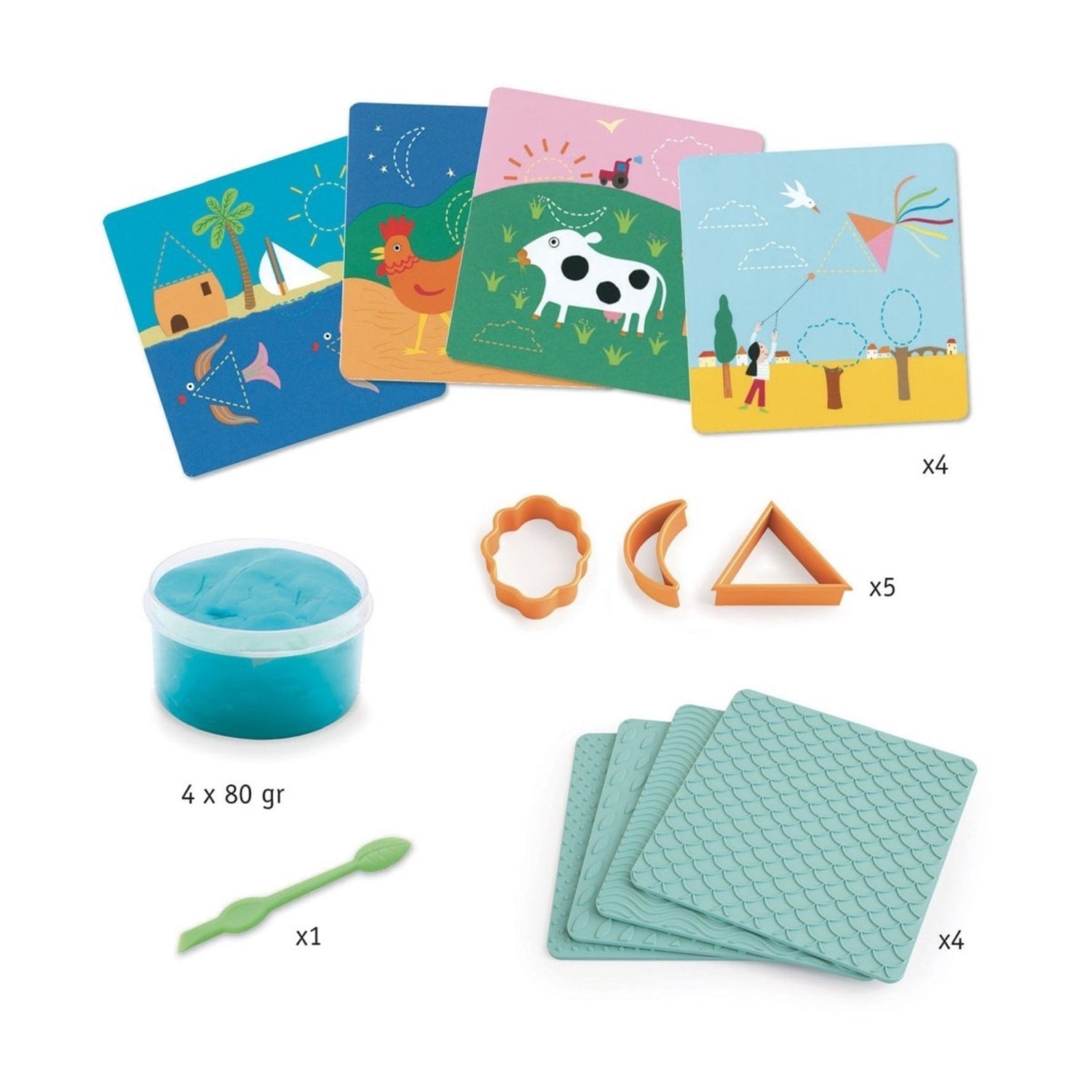 DJECO Kreativset DJ09891 Knete 3-6: Drucke und Formen