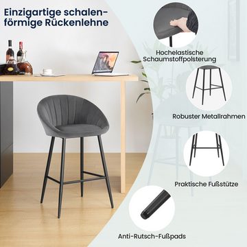 EUGAD Barhocker (6 St., 6er), gepolstert, Samt, mit Metallbeinen, Fußstütze