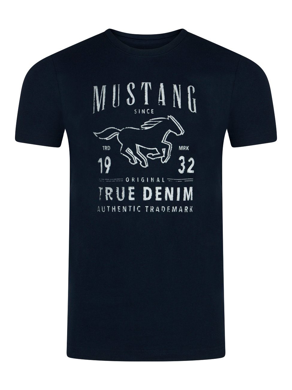 MUSTANG T-Shirt Herren Printshirt Regular Fit (1-tlg) Kurzarm Tee Shirt mit Rundhalsausschnitt aus 100% Baumwolle