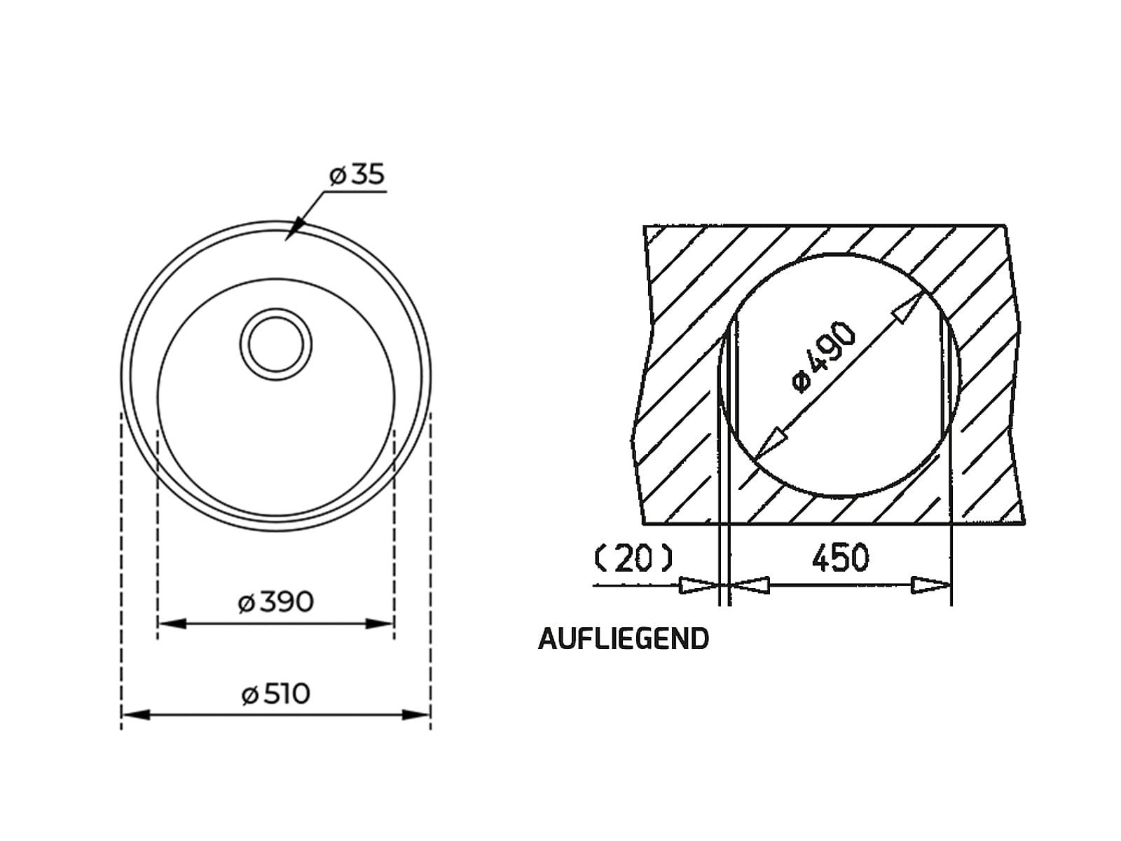 Teka Edelstahlspüle, rund, 51/51 cm, (1 St)